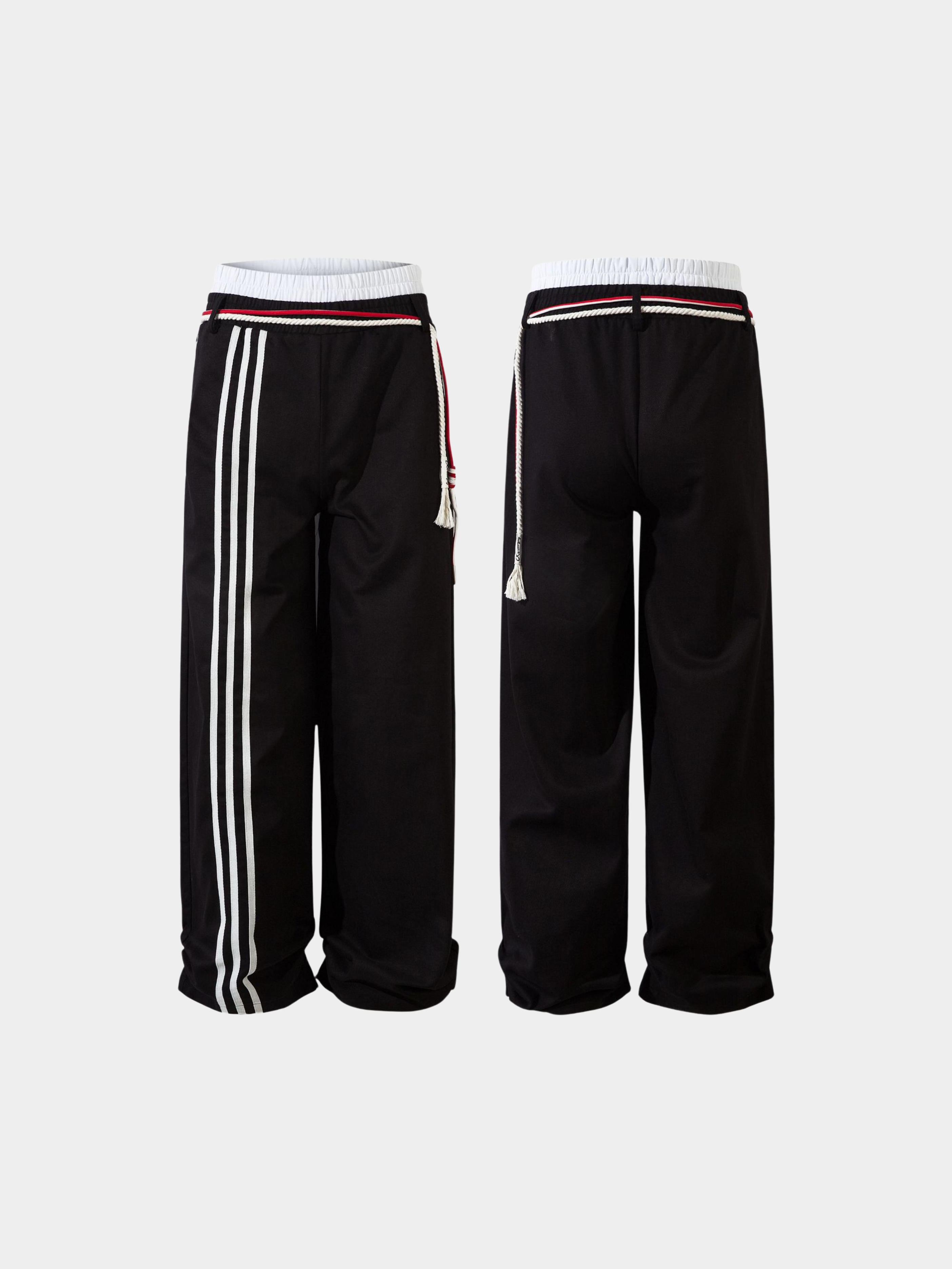 FoxCase - Unisex American Casual Stripe Panel Straight-Leg Track Pants GONGGAR SPORTS