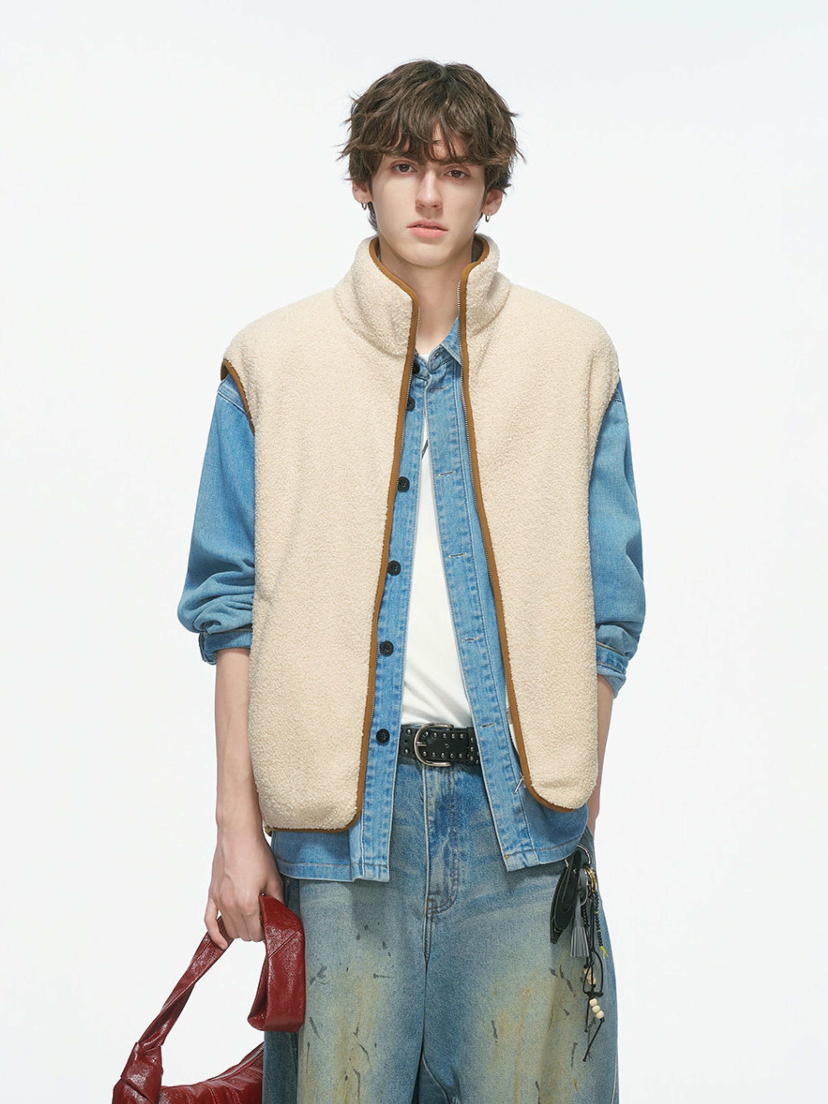 Ashveil - Men's Color-Block Shearling-Lined Vest