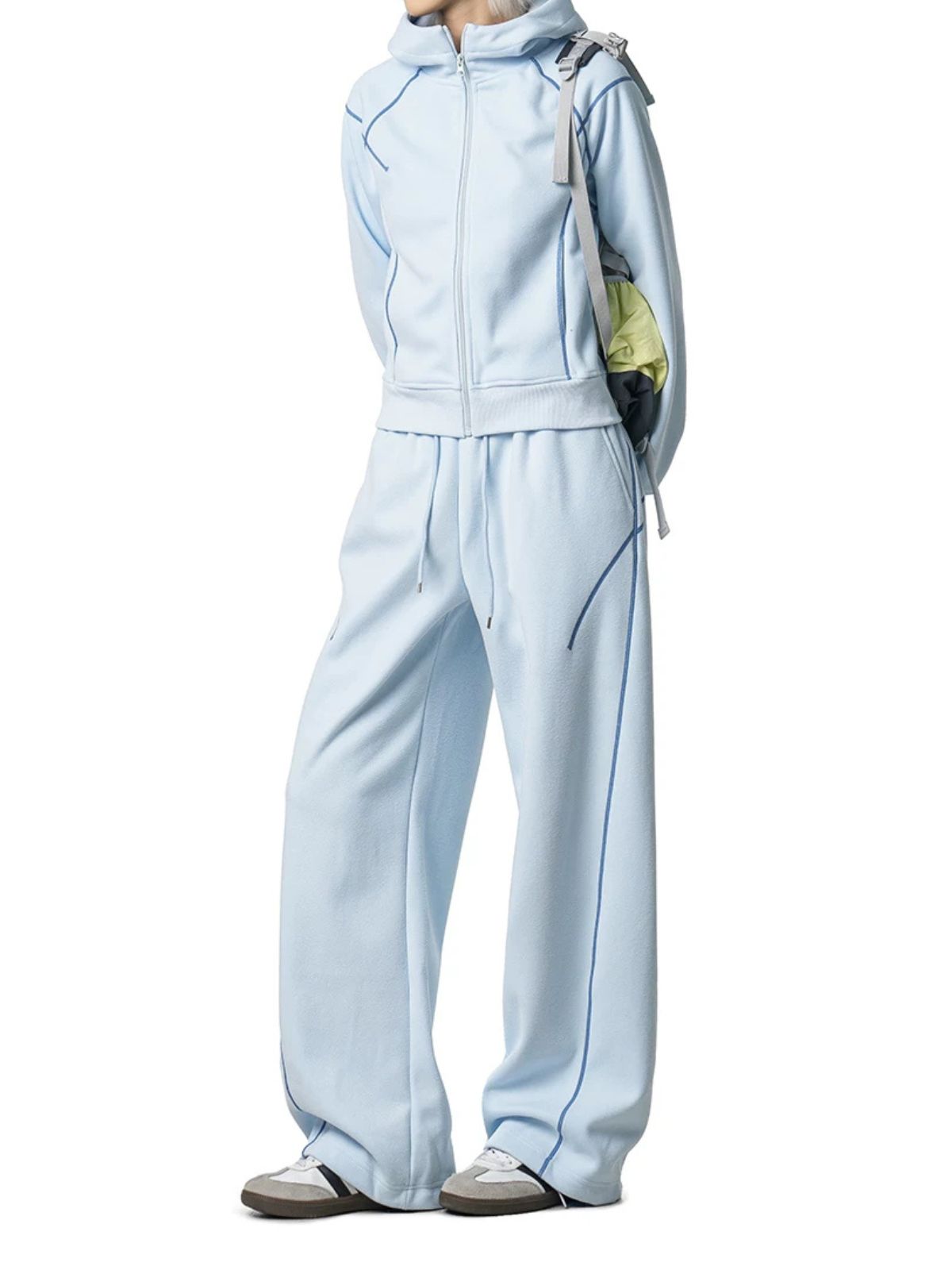 HawkSoar - Women's Contrast-Stitch Cropped Jacket & Wide-Leg Pants Set