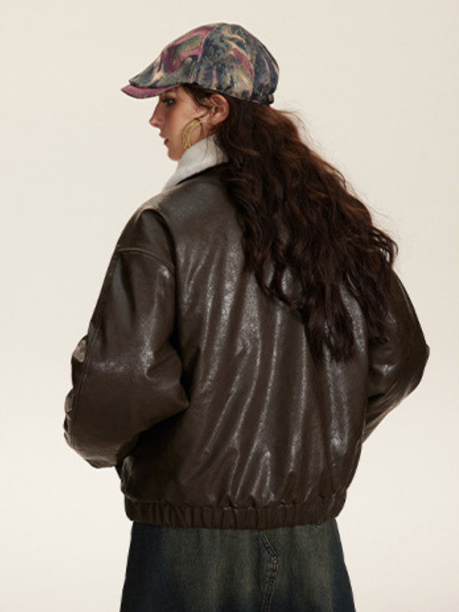 RavenBoard - Women‘s  Faux Shearling Panel PU Padded Jacket GONGGAR SPORTS
