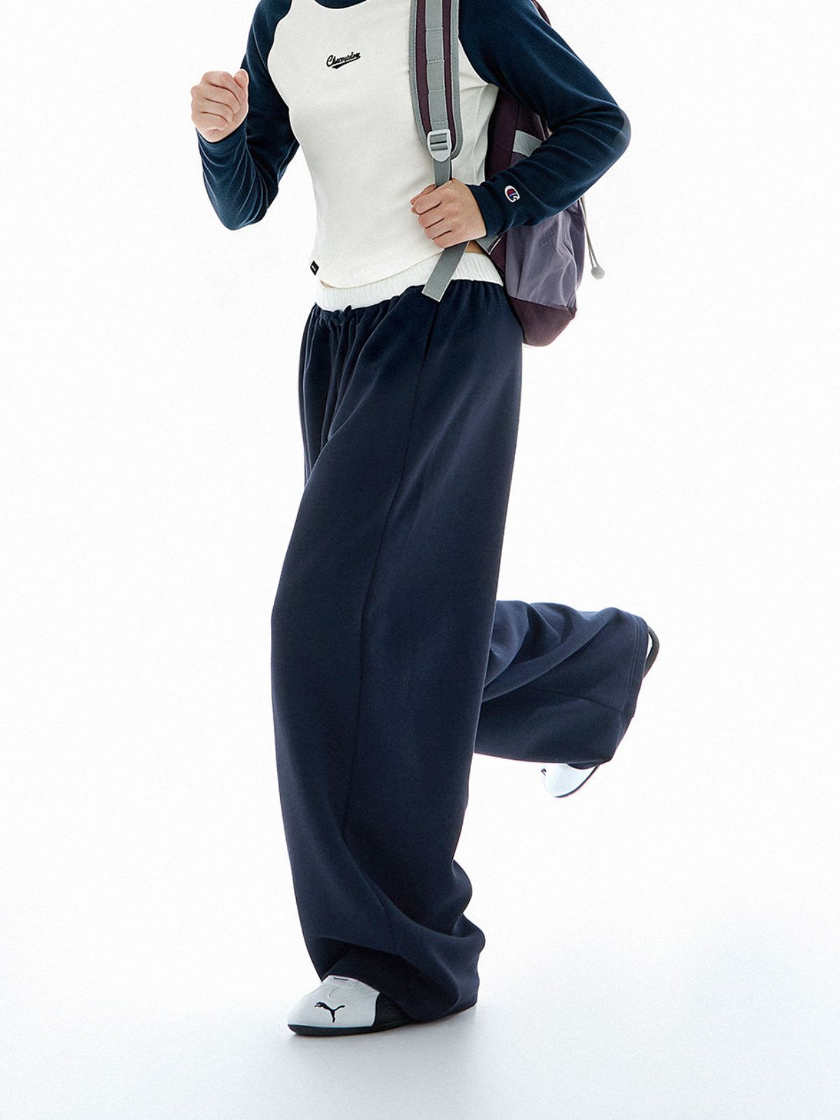 Meltpath - Women's Color-Block Draped Straight-Leg Sweatpants