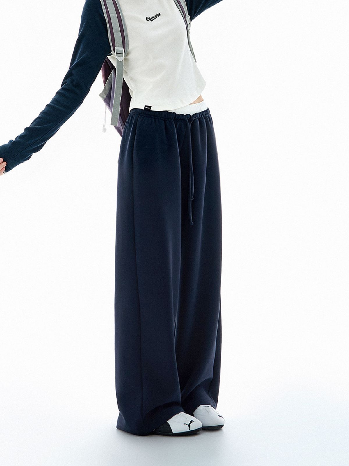 Meltpath - Women's Color-Block Draped Straight-Leg Sweatpants