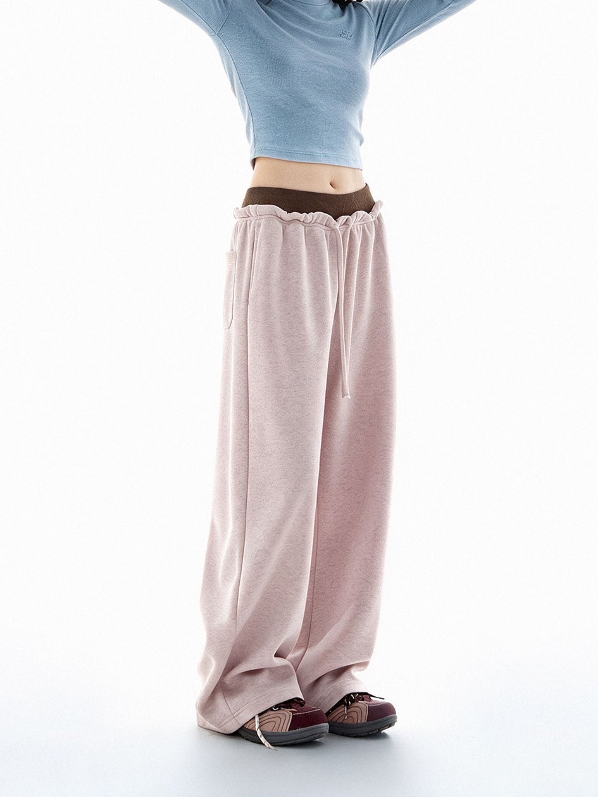 Meltpath - Women's Color-Block Draped Straight-Leg Sweatpants