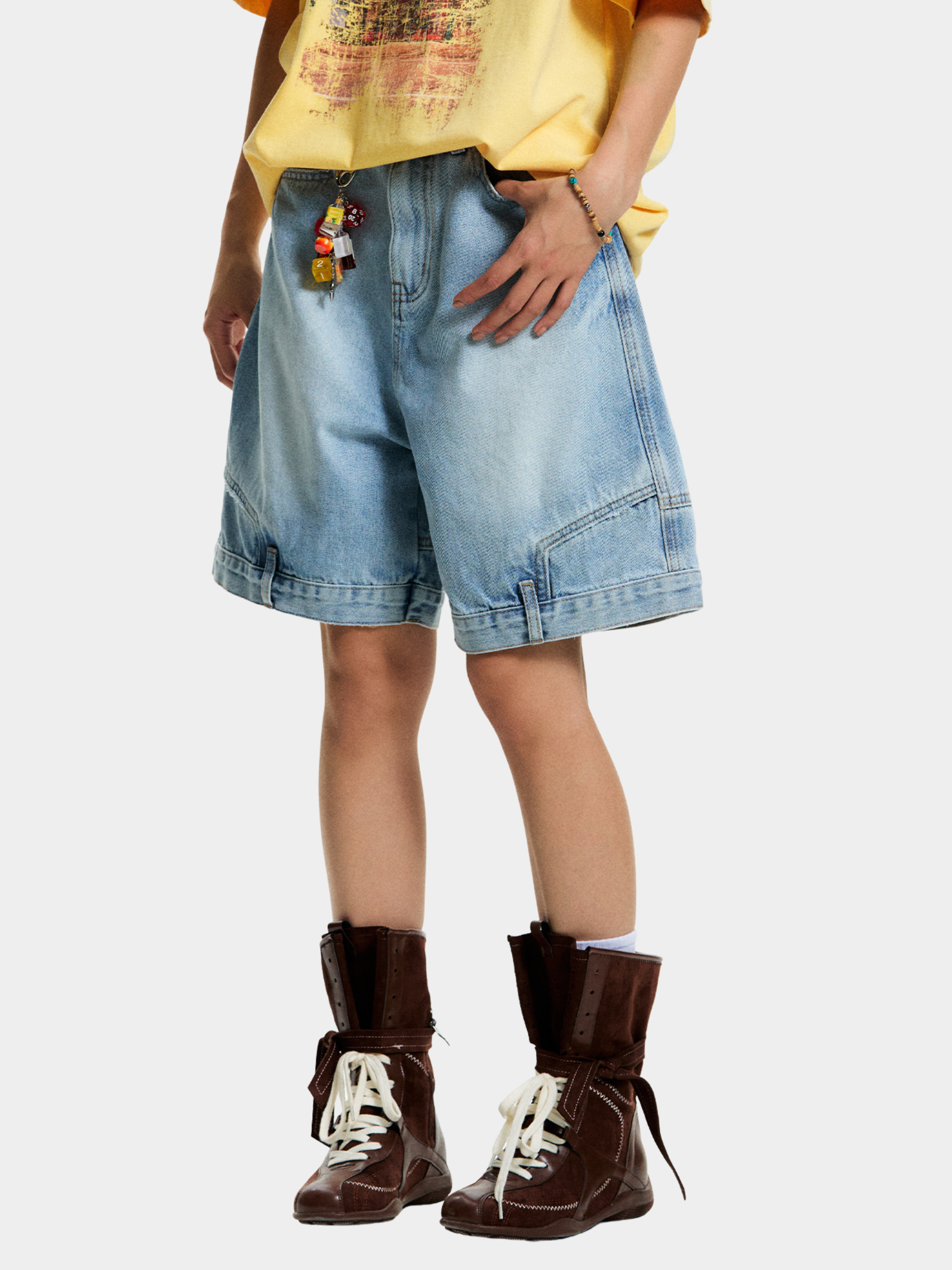 BaseLamp - Men's Upside-Down Reversible Denim Shorts