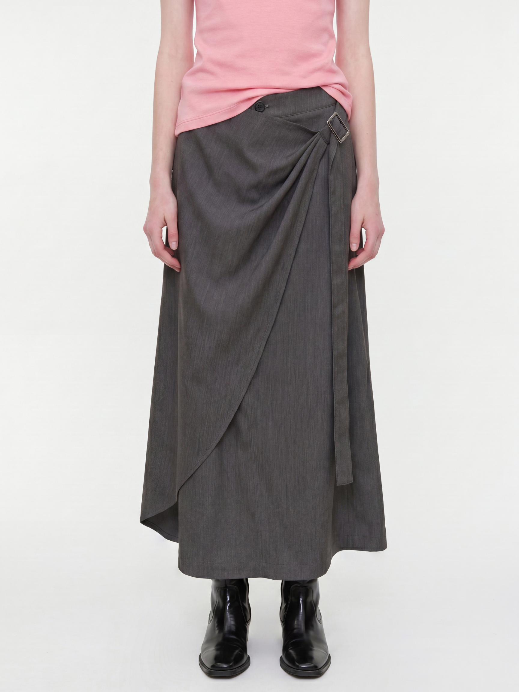 QuietFlow - Women's Adjustable Tie-Waist Linen-Look A-Line Maxi Skirt