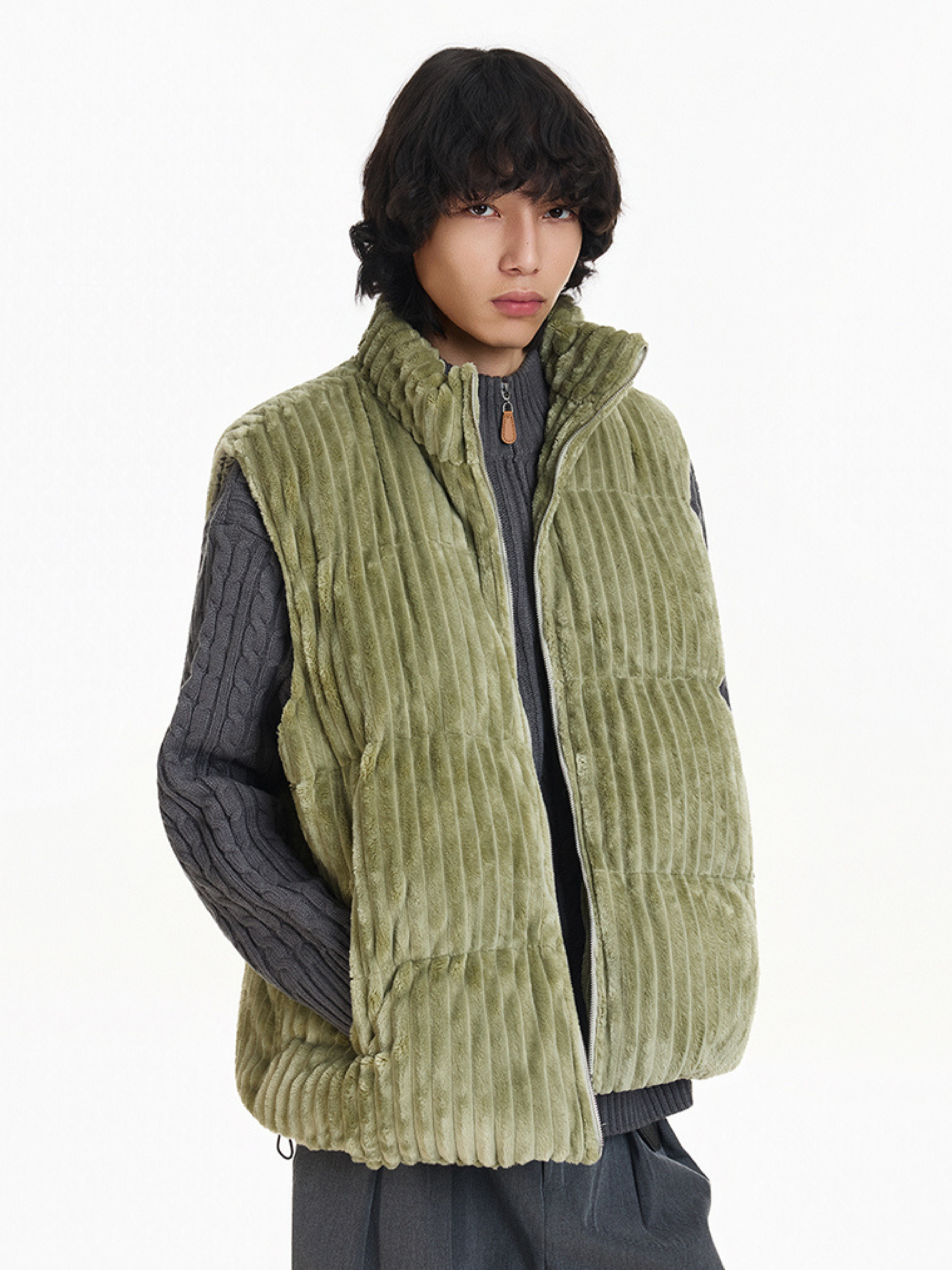 Ember - Unisex Corduroy Stand-Collar Padded Vest