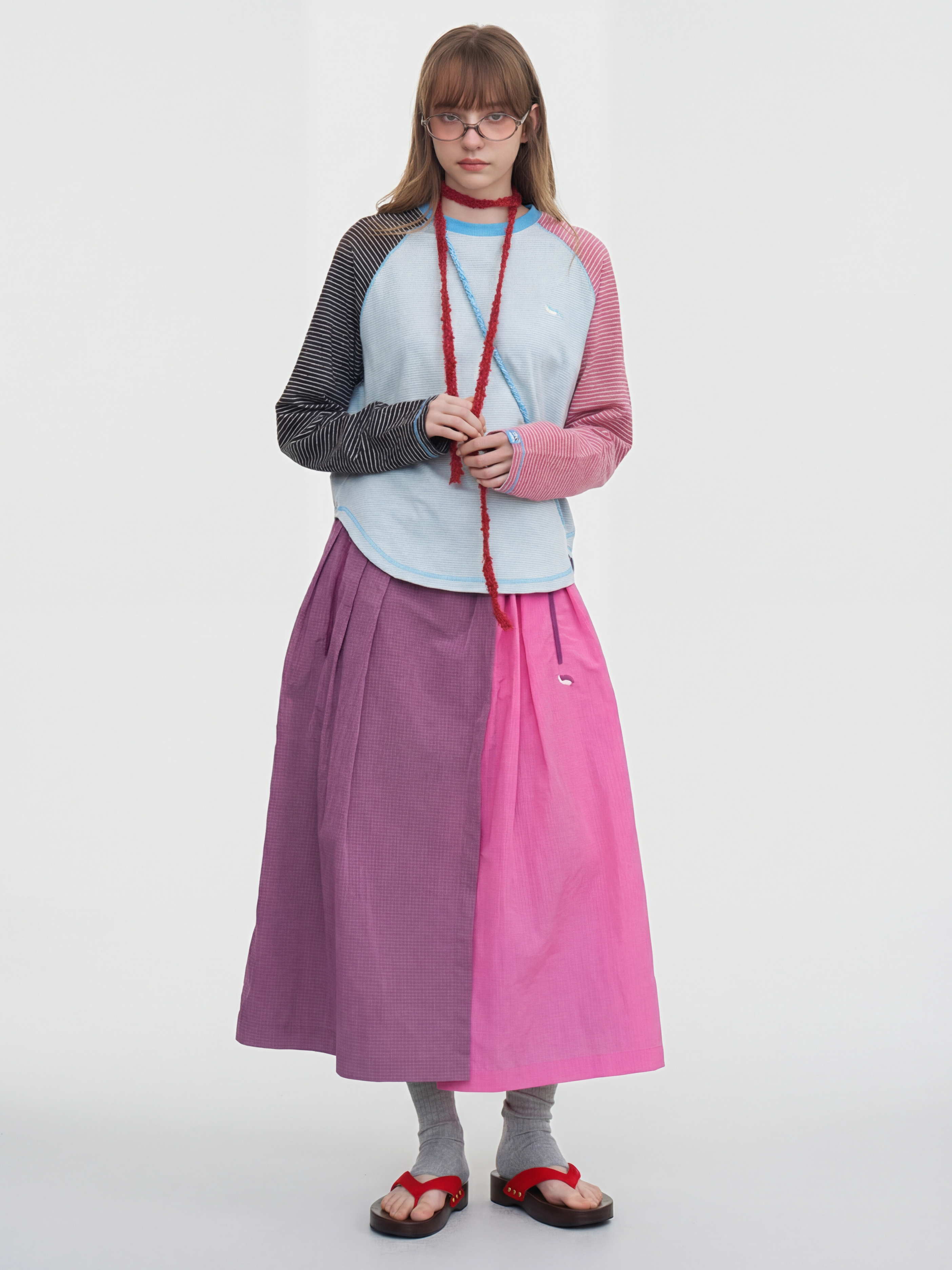 IceFlare - Women's Stripe Contrast Raglan Long-Sleeve