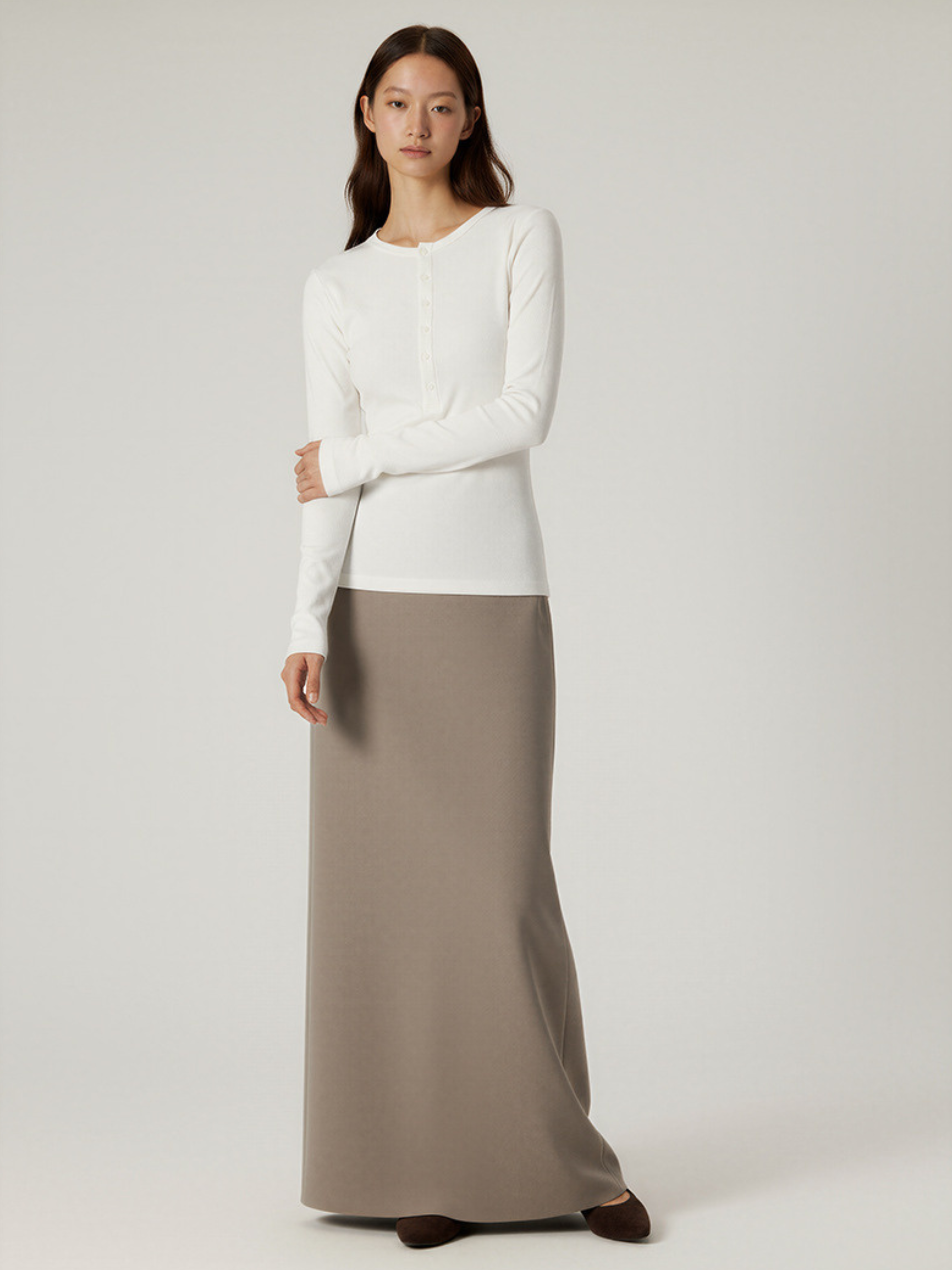 Echo - Women's TENCEL™ Henley Neck Slim-Fit Long Sleeve Tee