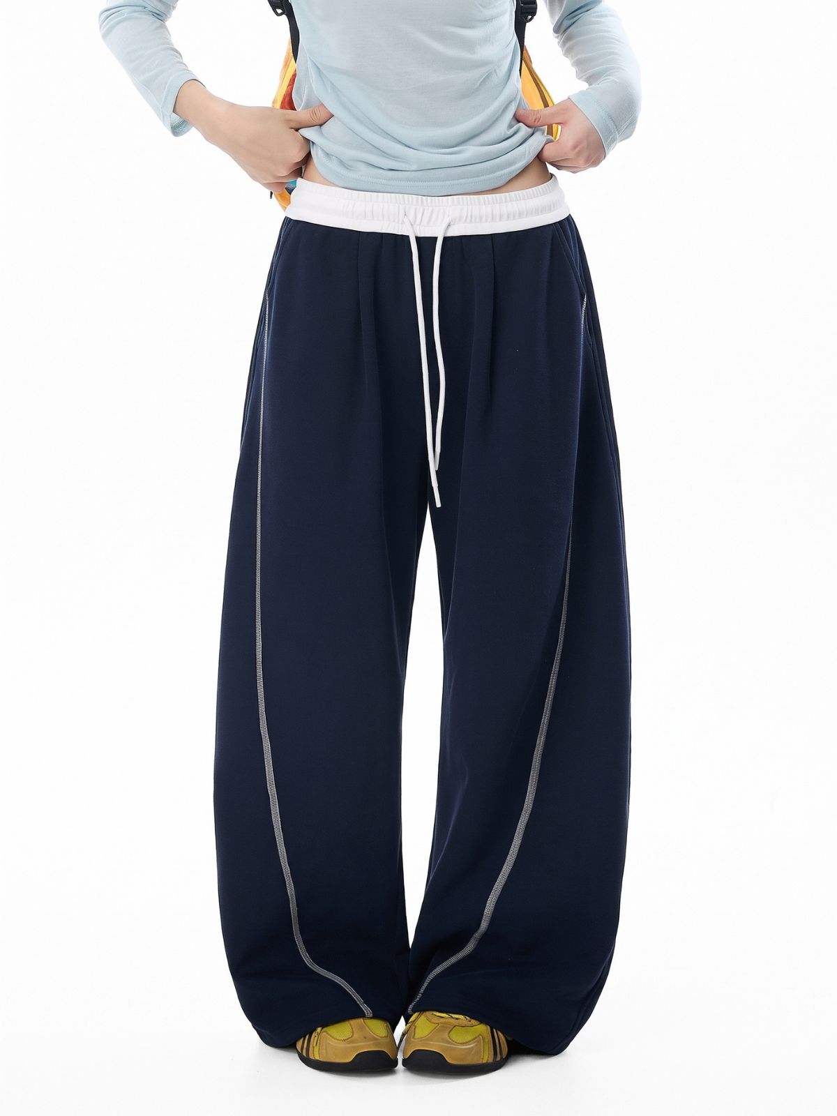 DustCloud - Women's Color-Block Curved-Leg Relaxed Sweatpants