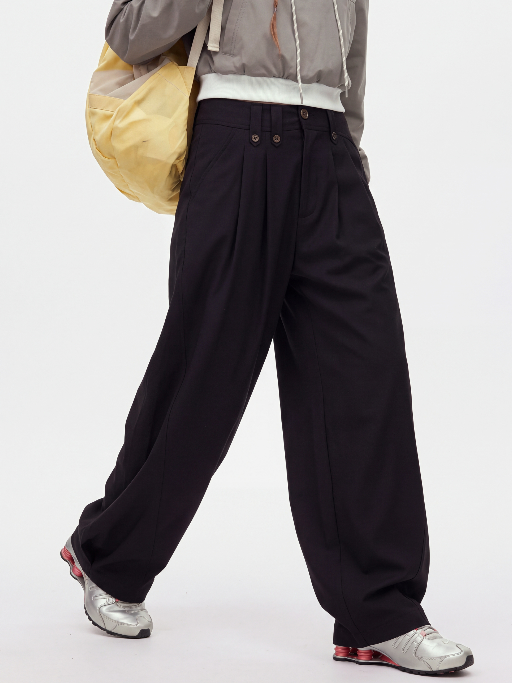 PleatCreek - Unisex Pleated Relaxed Draped Curved-Leg Pants