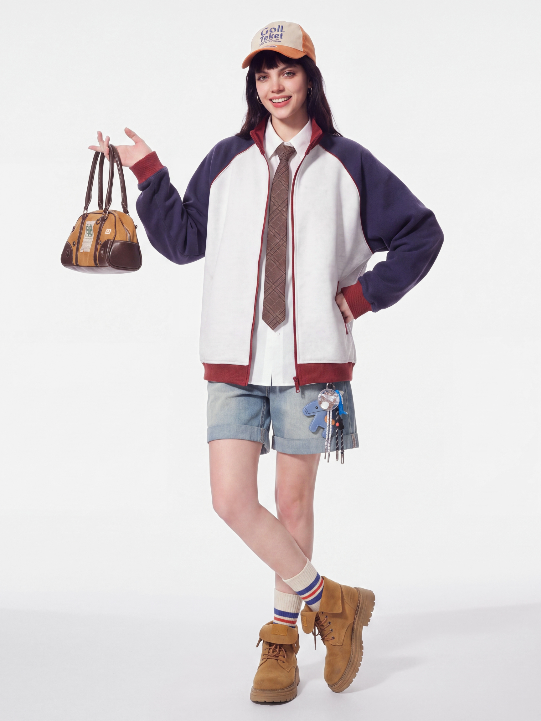 EdgeDrift - Unisex Color-Block Raglan Stand Collar Zip Jacket