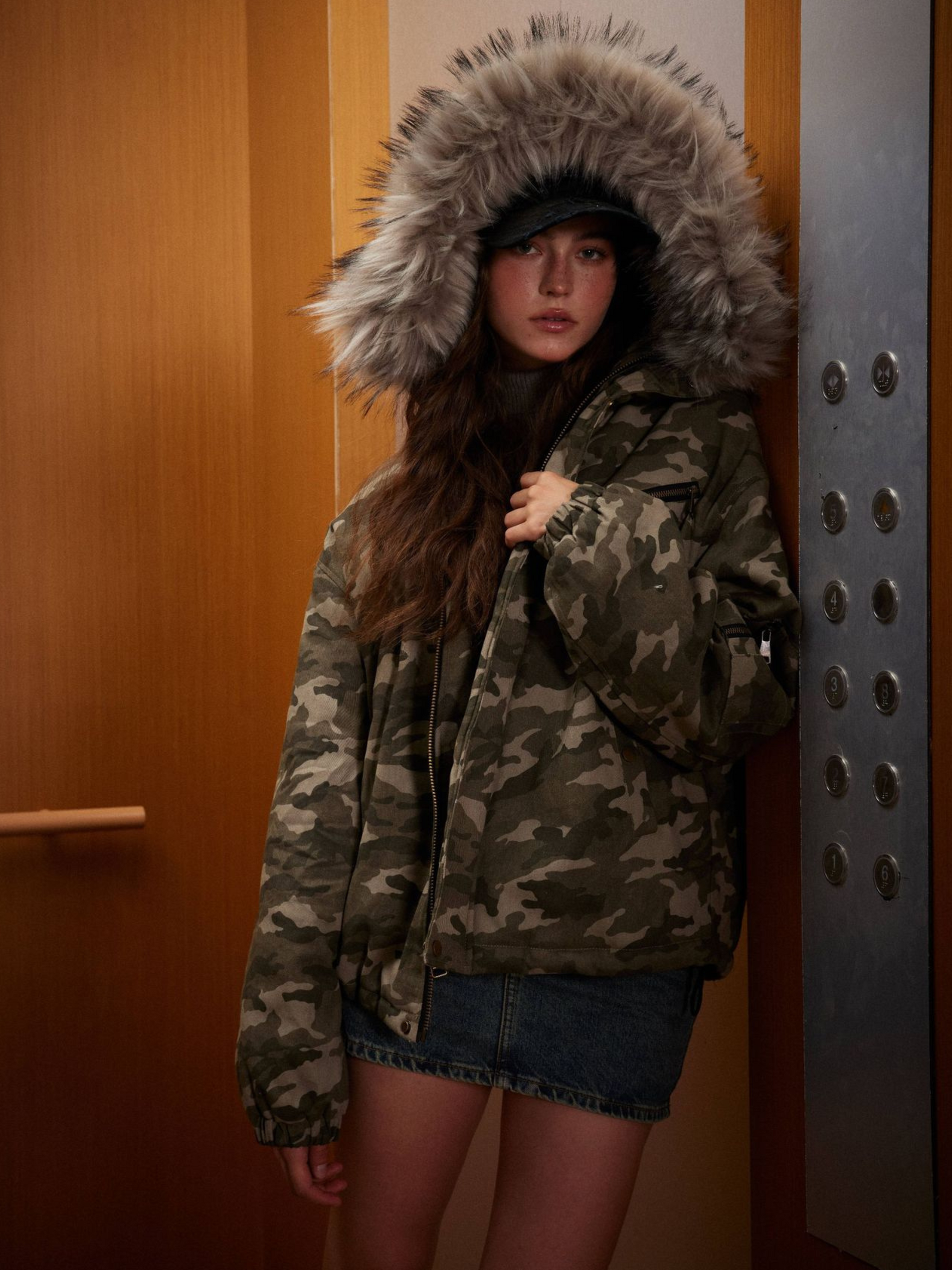 BoulderBase - Women's Camo Fur Collar Cotton Jacket GONGGAR SPORTS