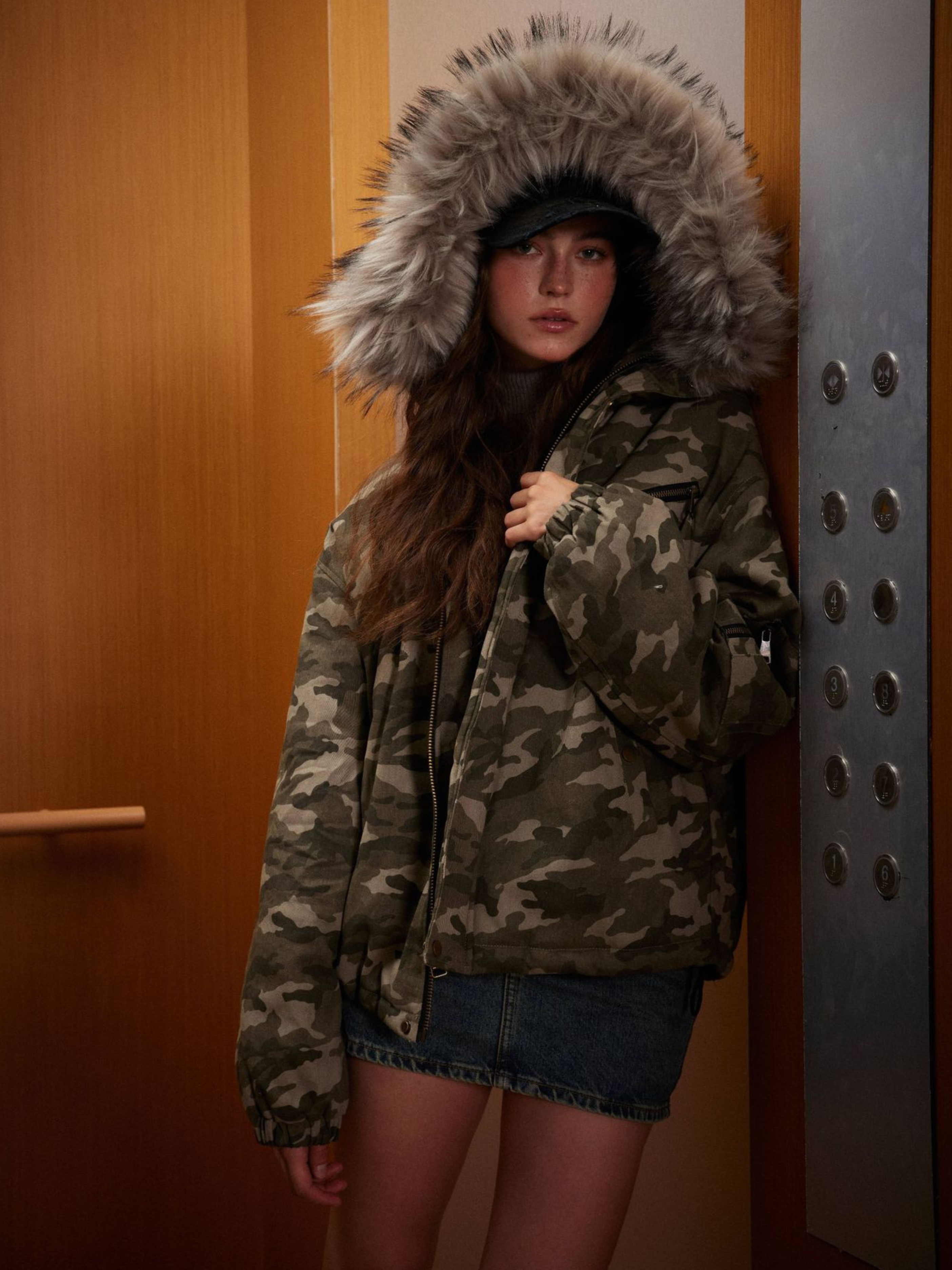 BoulderBase - Women's Camo Fur Collar Cotton Jacket GONGGAR SPORTS
