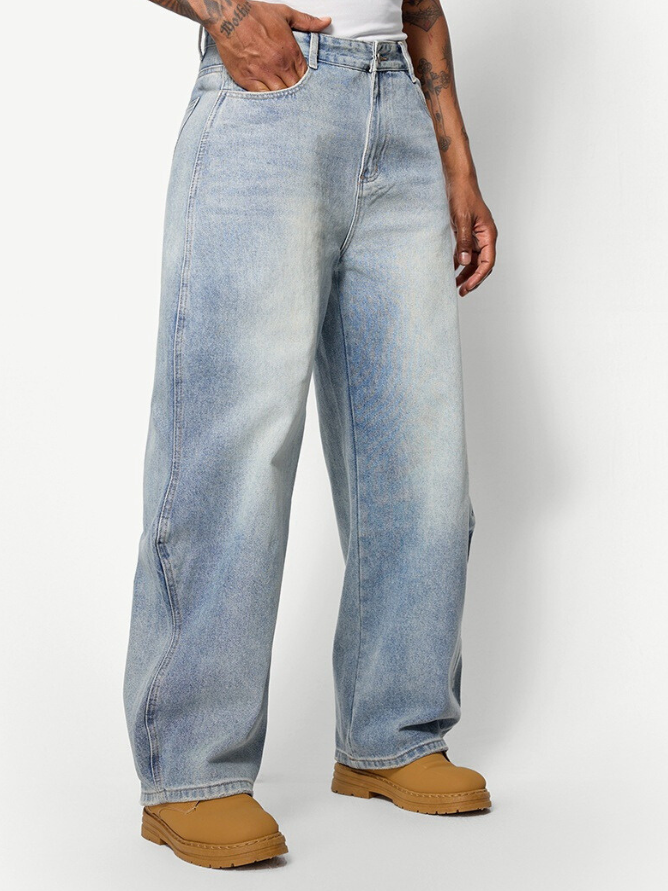 Ashpeak - Men's Ripple Wrinkle-Resistant Washed Denim Pants