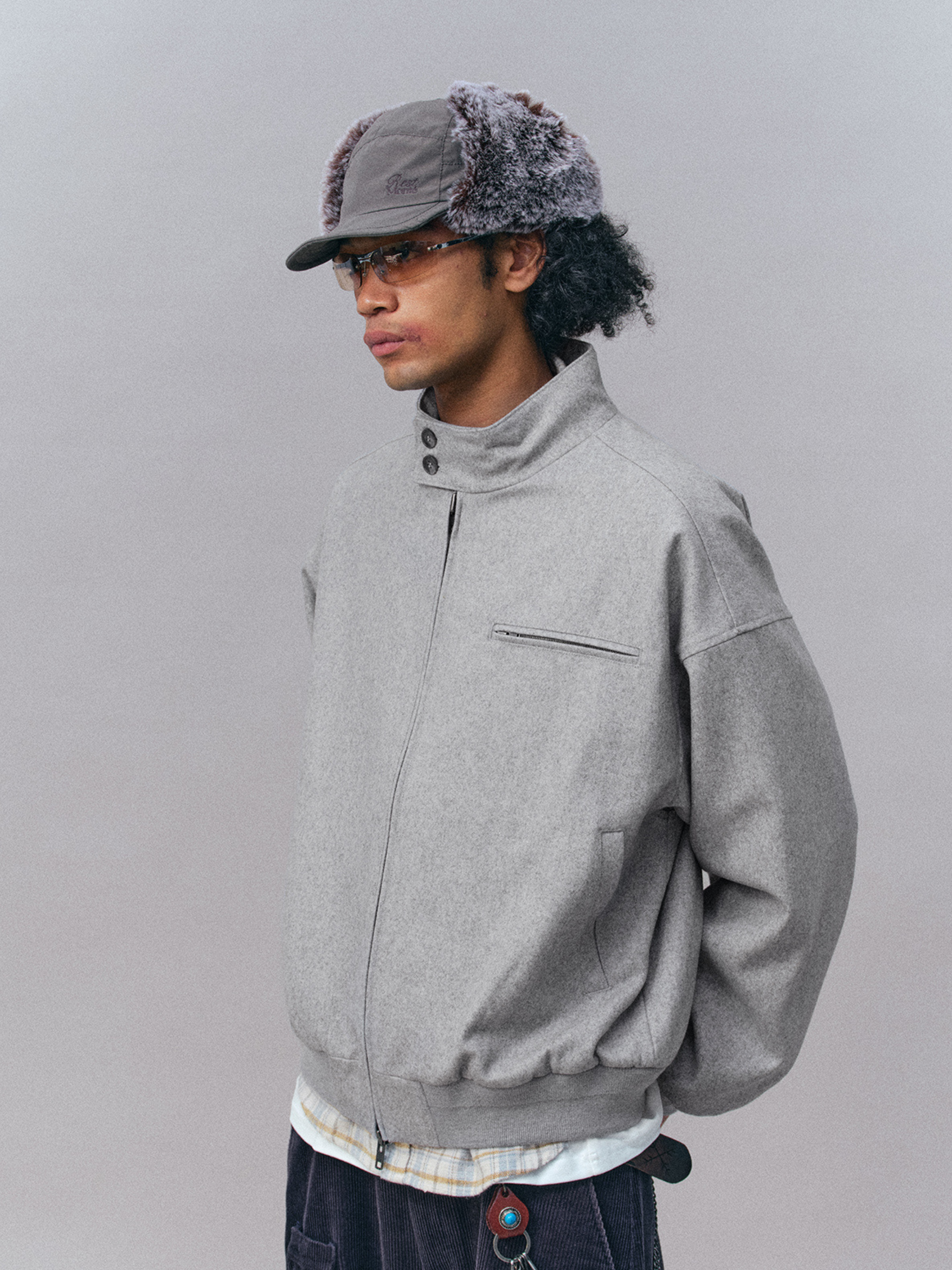 Moonreach - Men's Double-Button Stand-Collar Harrington Jacket