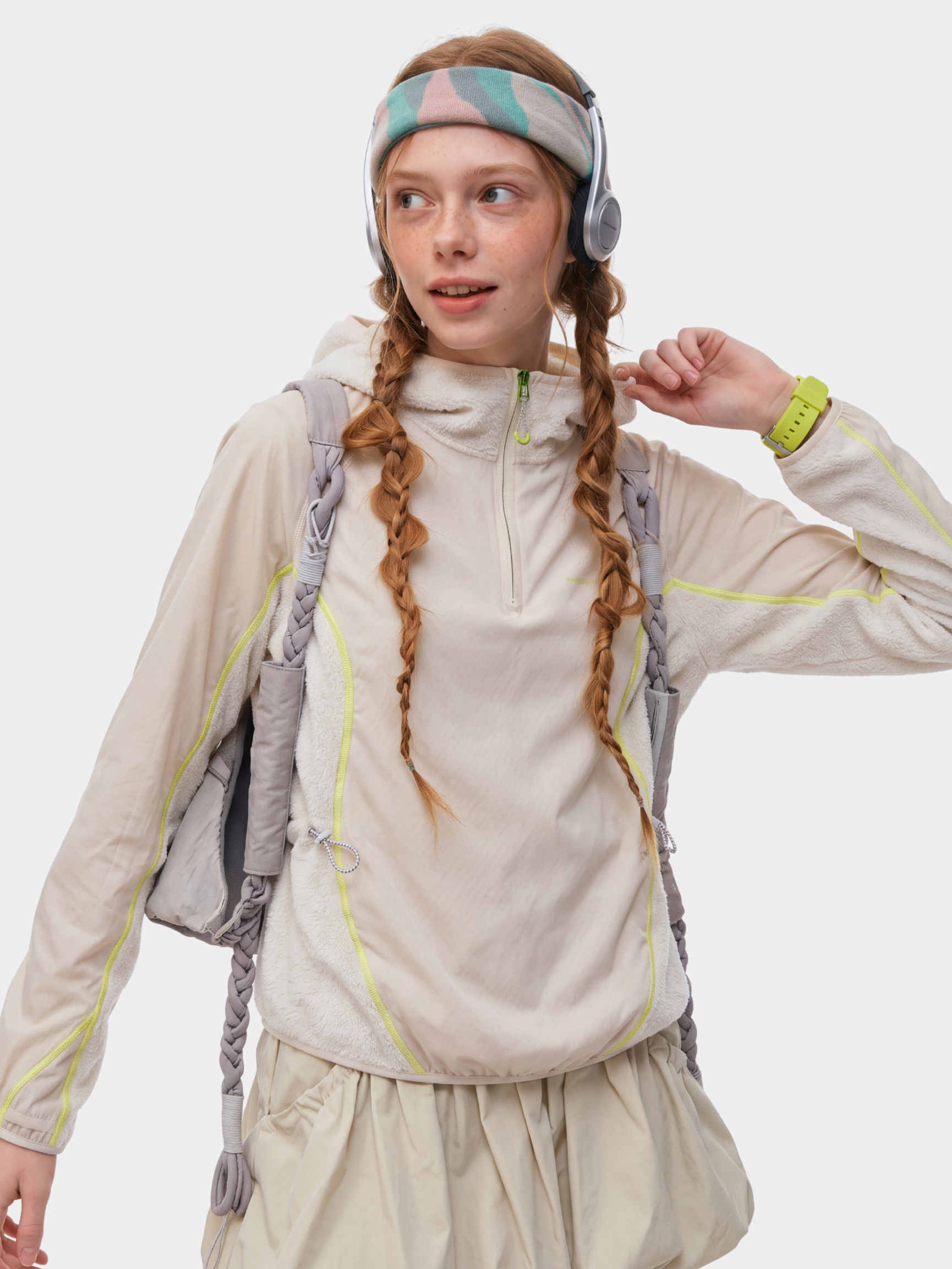FadeSplit - Women's Fleece-Lined Utility Half-Zip Long-Sleeve Top