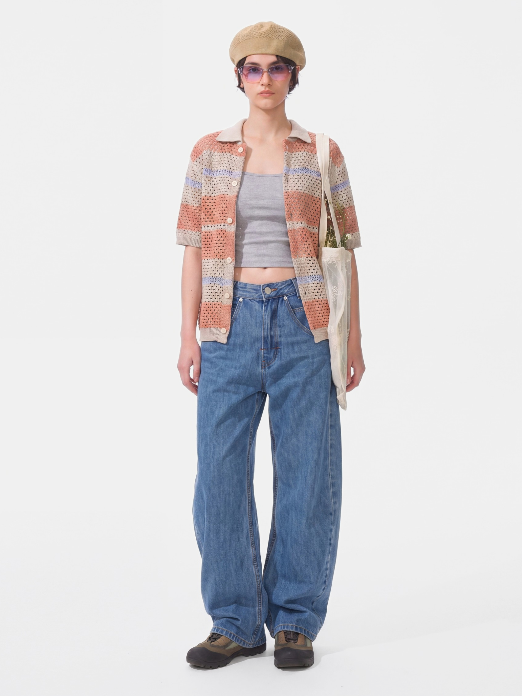 FadeTrail - Washed Soft & Breathable Cotton Curved-Leg Jeans