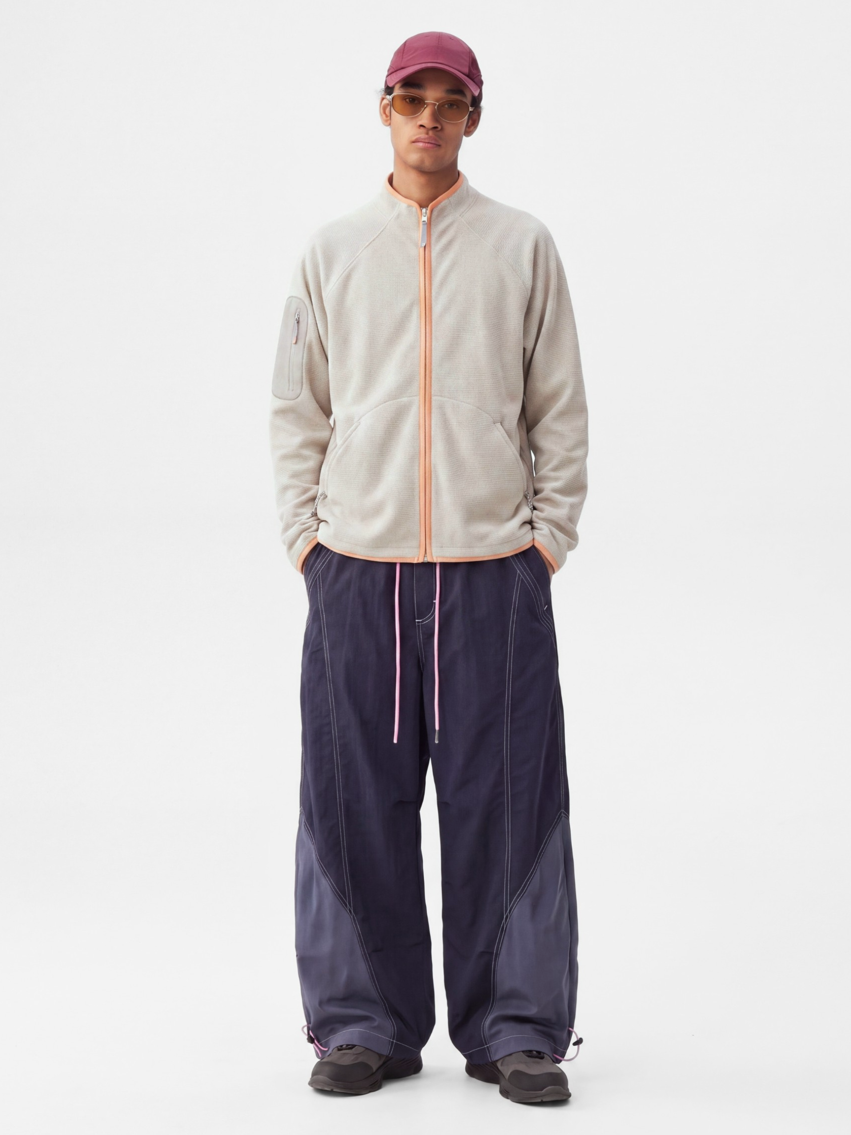 TieRidge - Unisex Lightweight Breathable Contrast-Stitch Paratrooper Pants