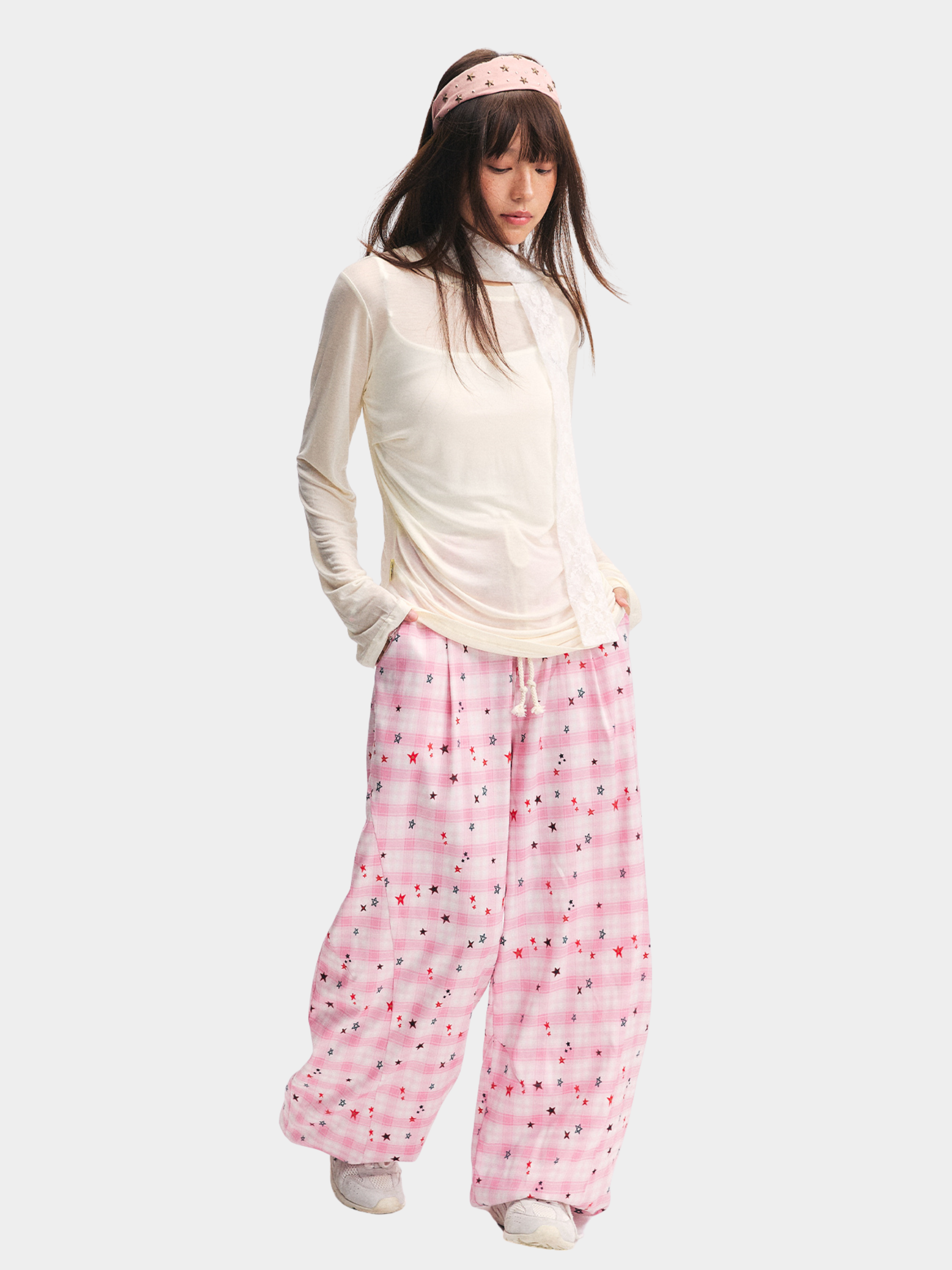 Ashbase - Women's Lightweight Lyocell Star Print Long Sleeve Top
