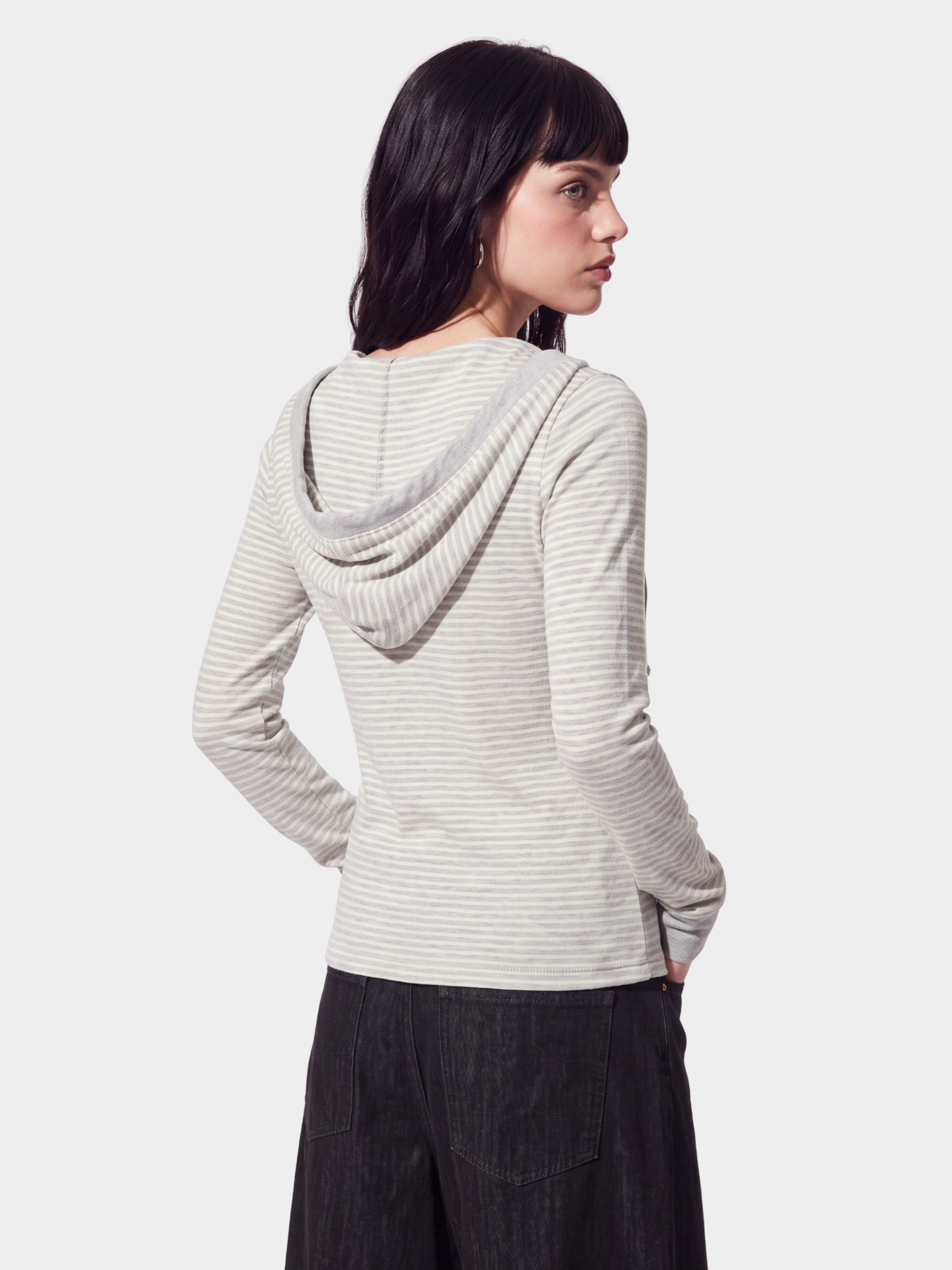 SlimDrift - Women's Striped Slim-Fit Hooded Long Sleeve T-Shirt