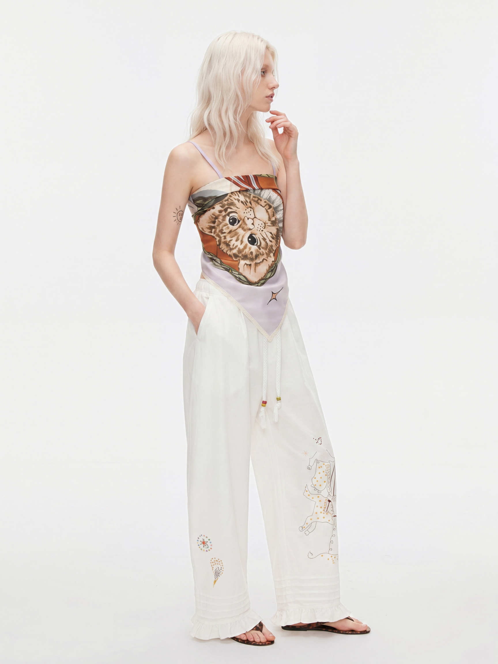 TutuTwirl - Cat Garden Print Satin Headscarf