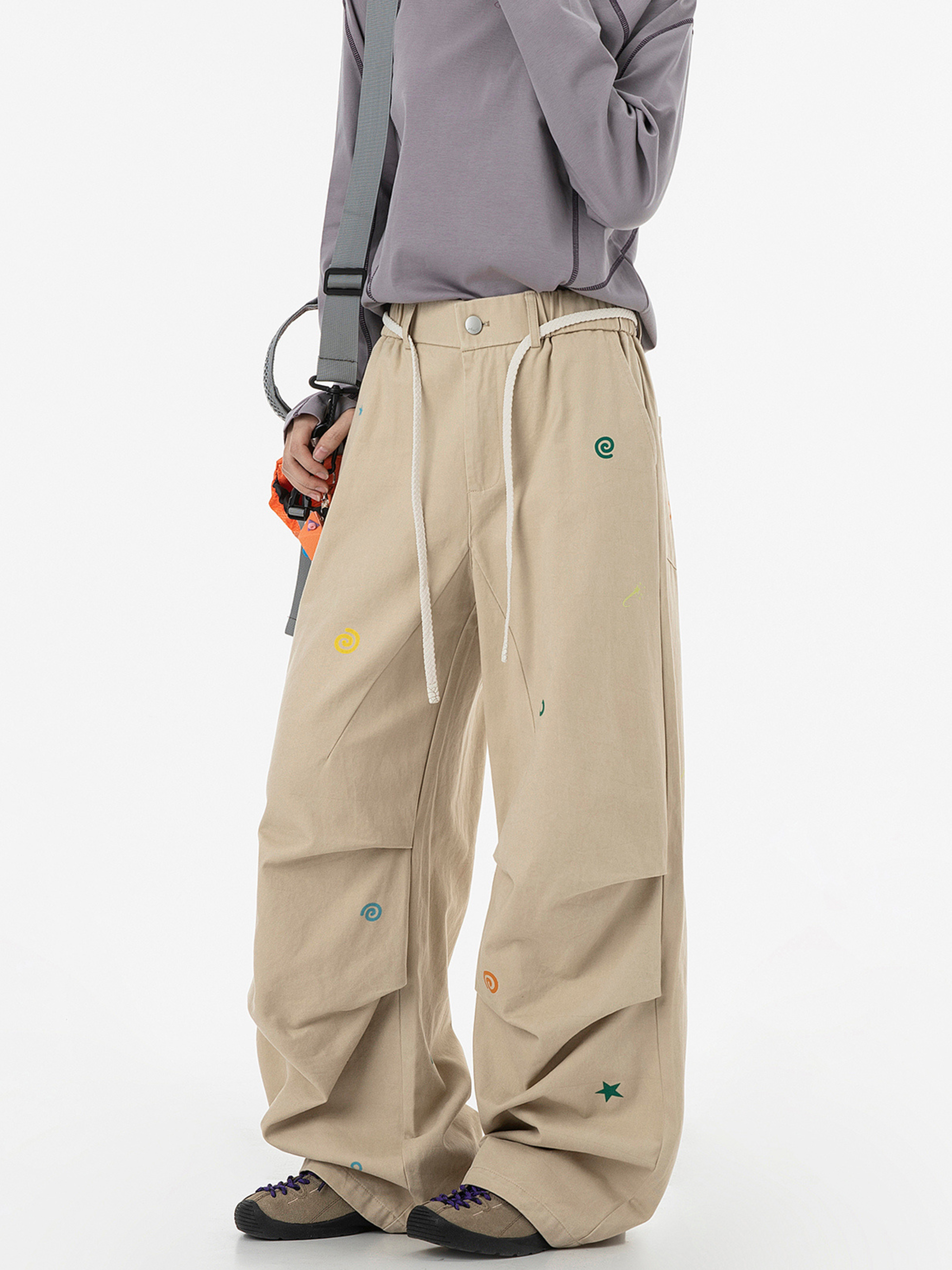 FrostTop - Women's Pure Cotton Straight-Leg Curved Pleat Paratrooper Pants