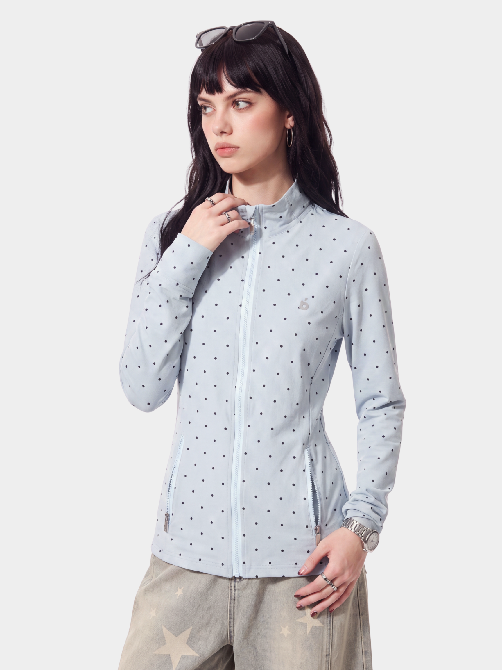 PolkaVeil - Women's UPF 50+ Polka Dot Fitted Sun Protection Jacket