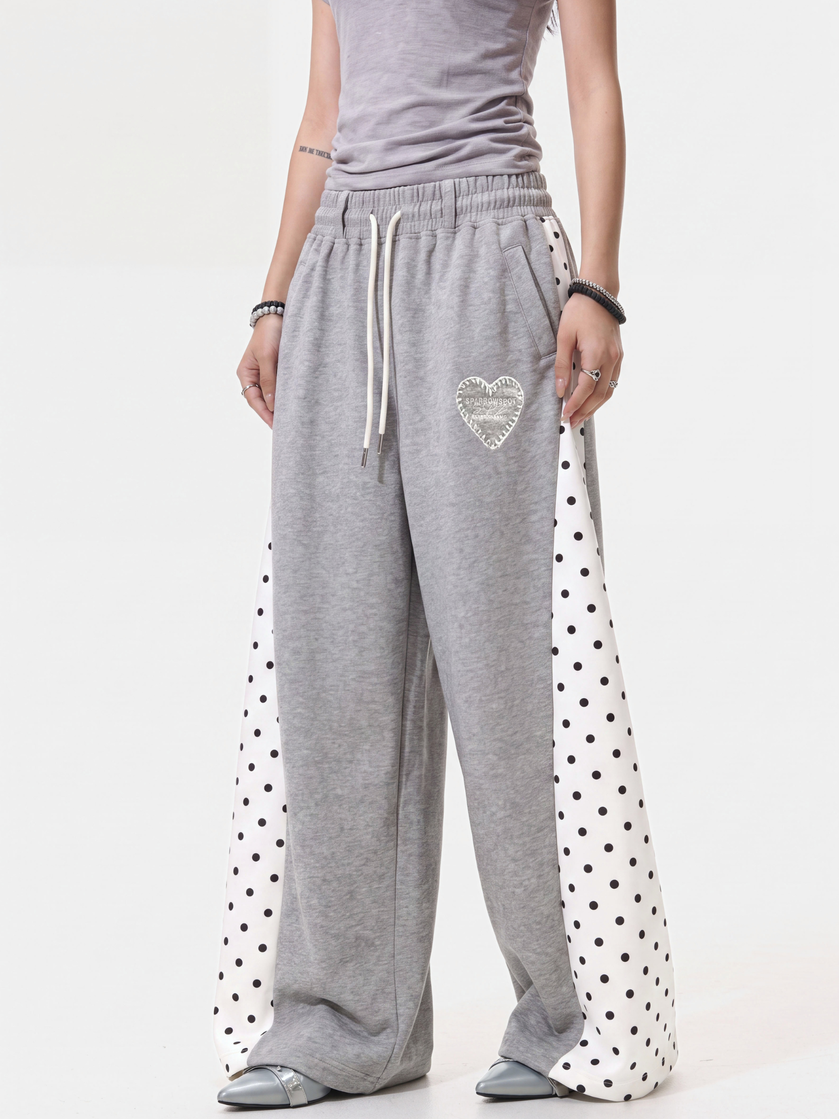 StrideDot - Women's Polka Dot Wide-Leg Sweatpants