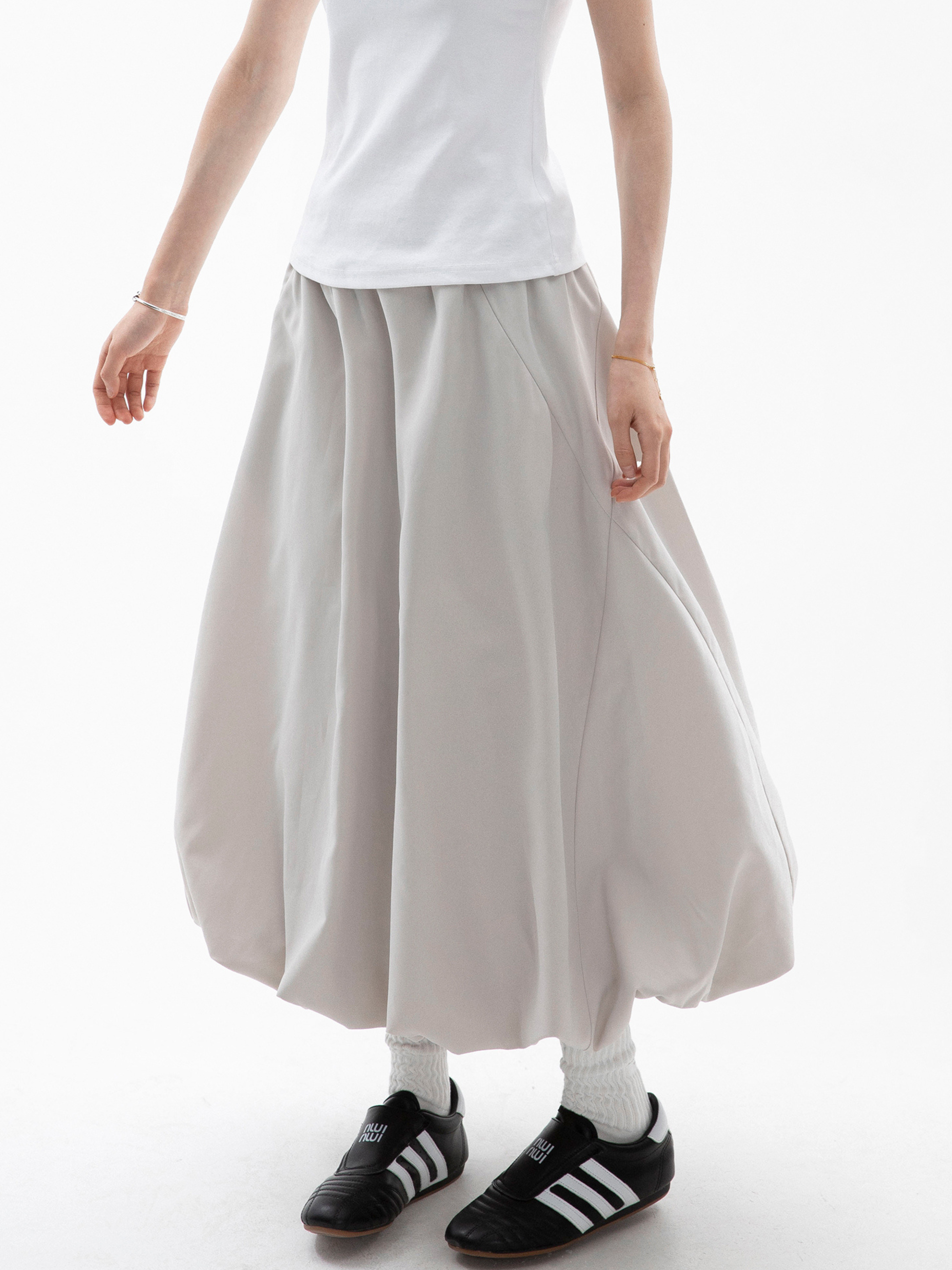 Crestline - Women's Asymmetric Design Bubble Midi Skirt