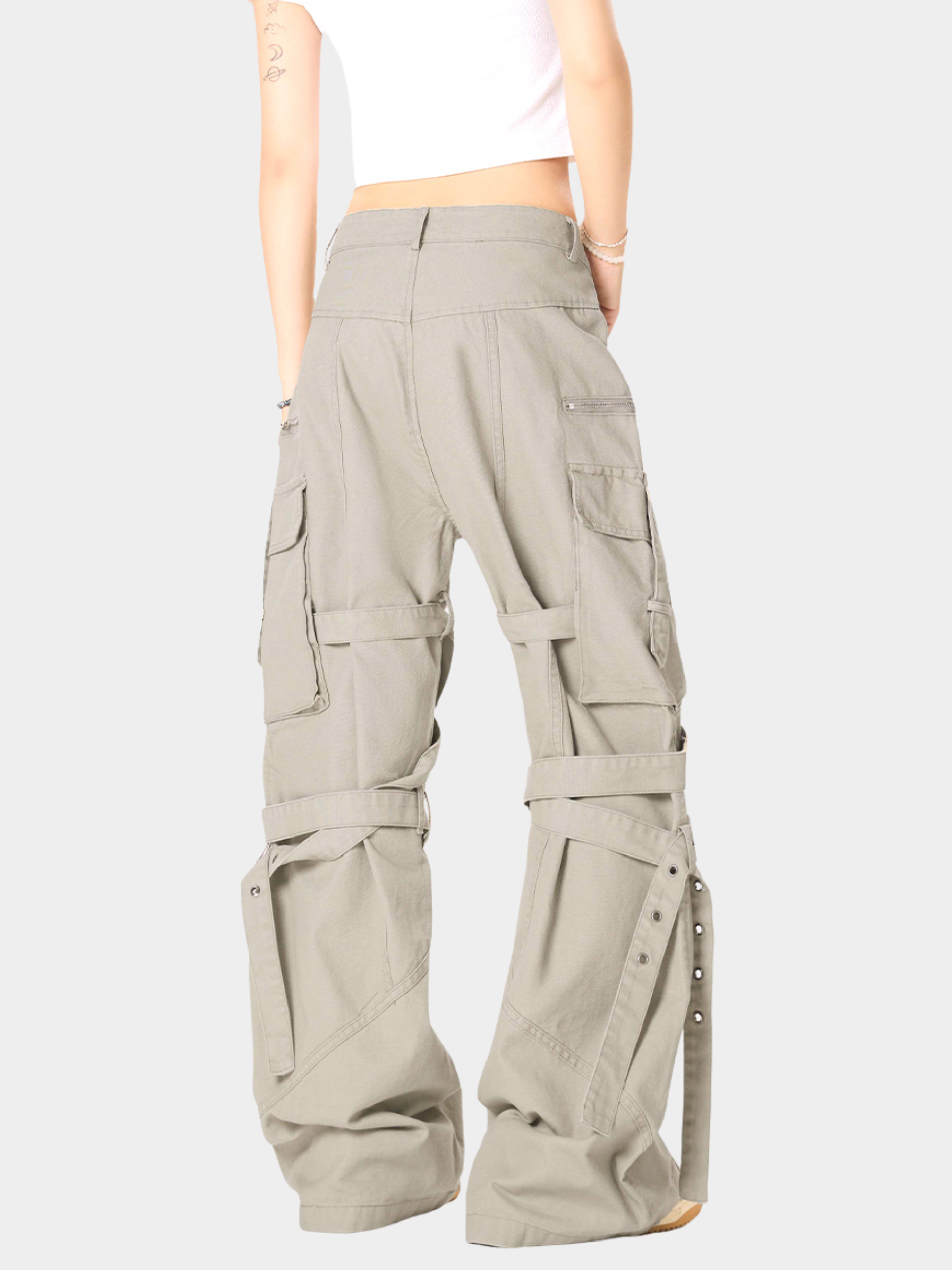 Aquaridge - Women's Strap Detail Tailored Cargo Pants