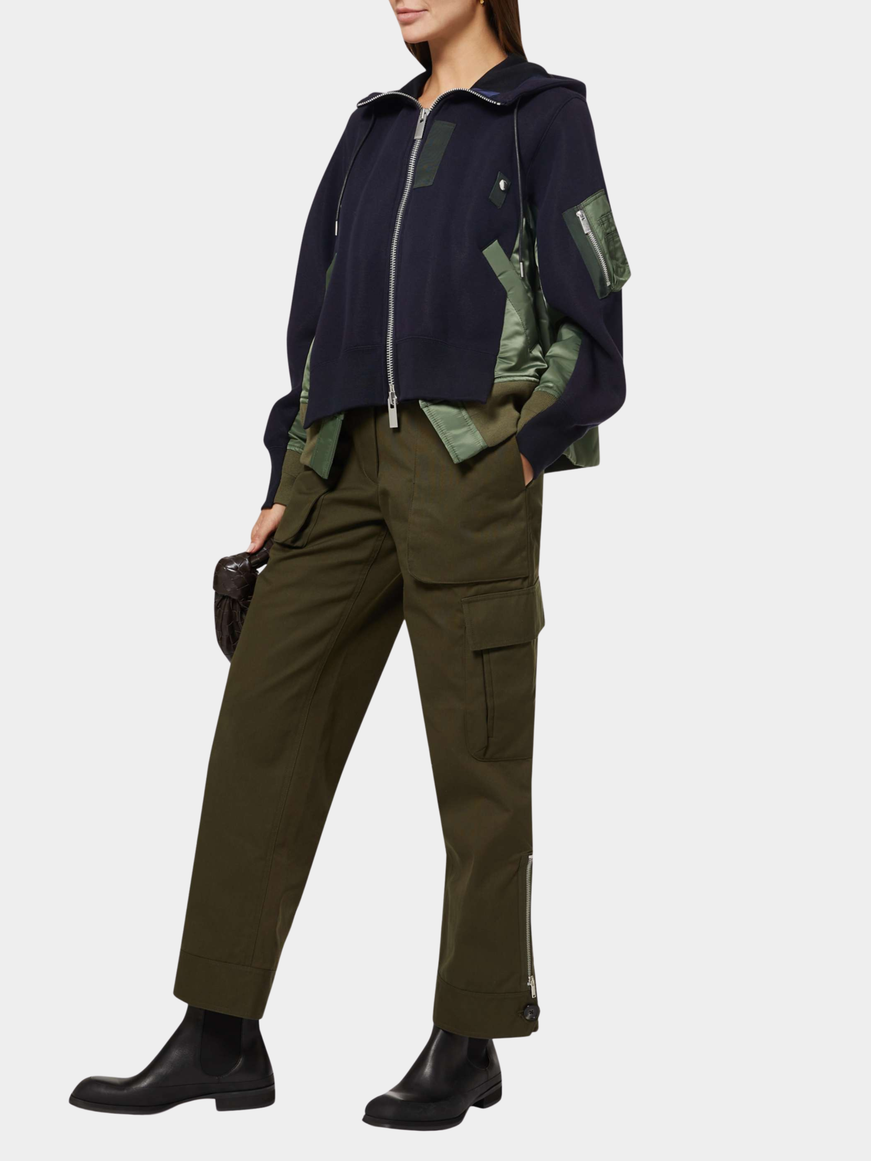 ShadowView - Women's Oversized Colorblock Hooded Zip-Up Jacket