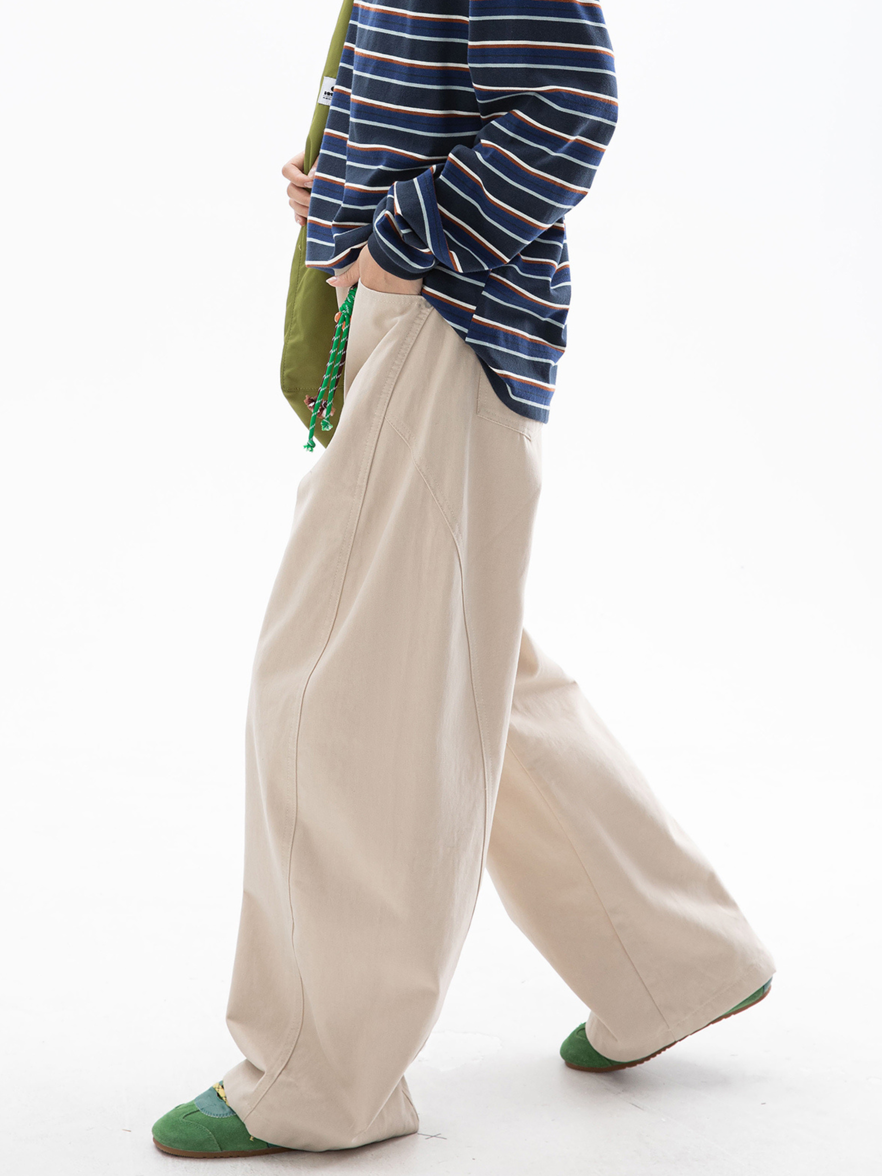 EchoStep - Unisex Pure Cotton Straight-Leg Curved Seam Pants