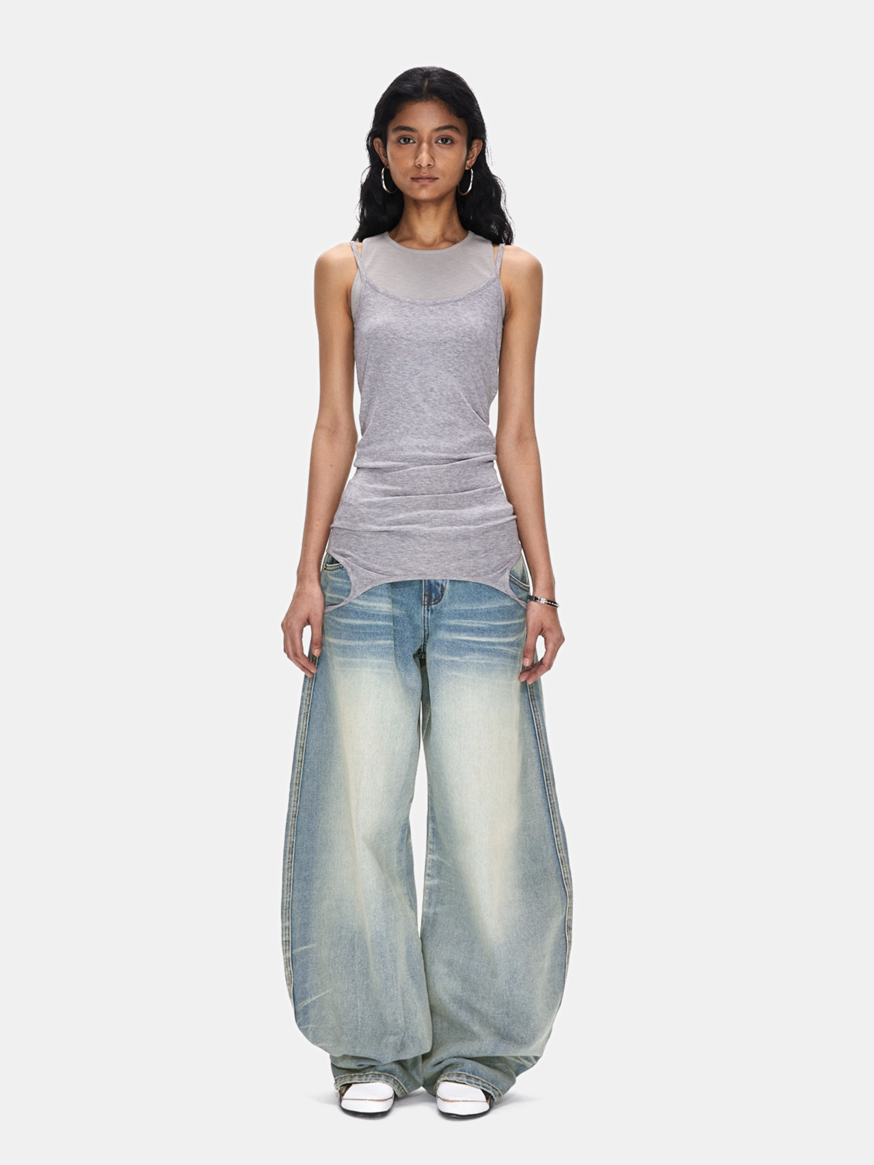 FrostRift - Women's Mid-Low Rise Curved Wide-Leg Denim Jeans