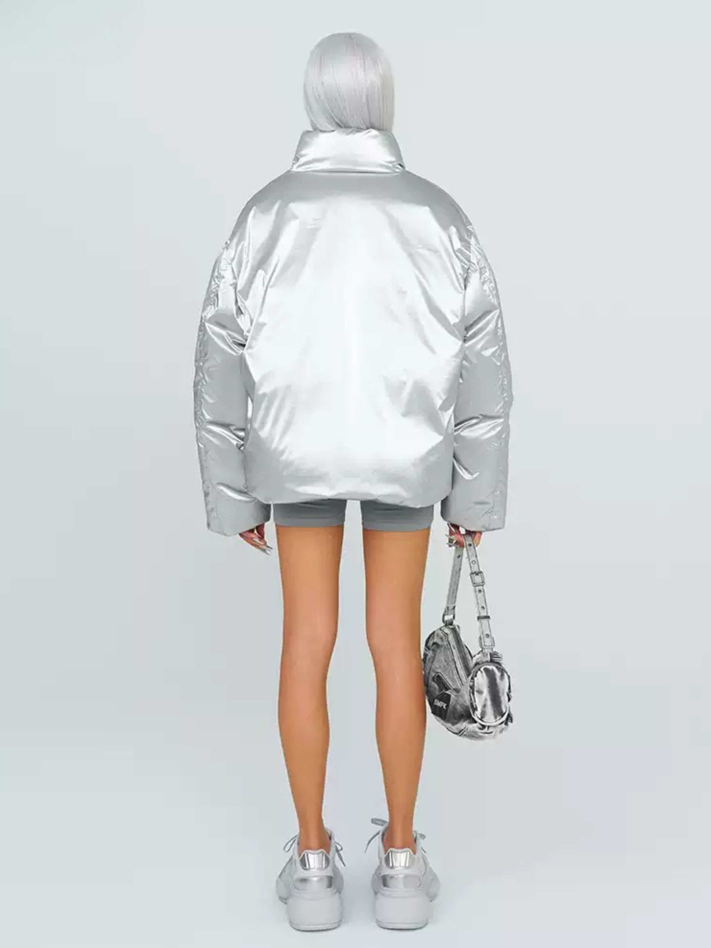 ShadowBoard - Women's White Duck Down Bubble Stand Collar Puffer Jacket