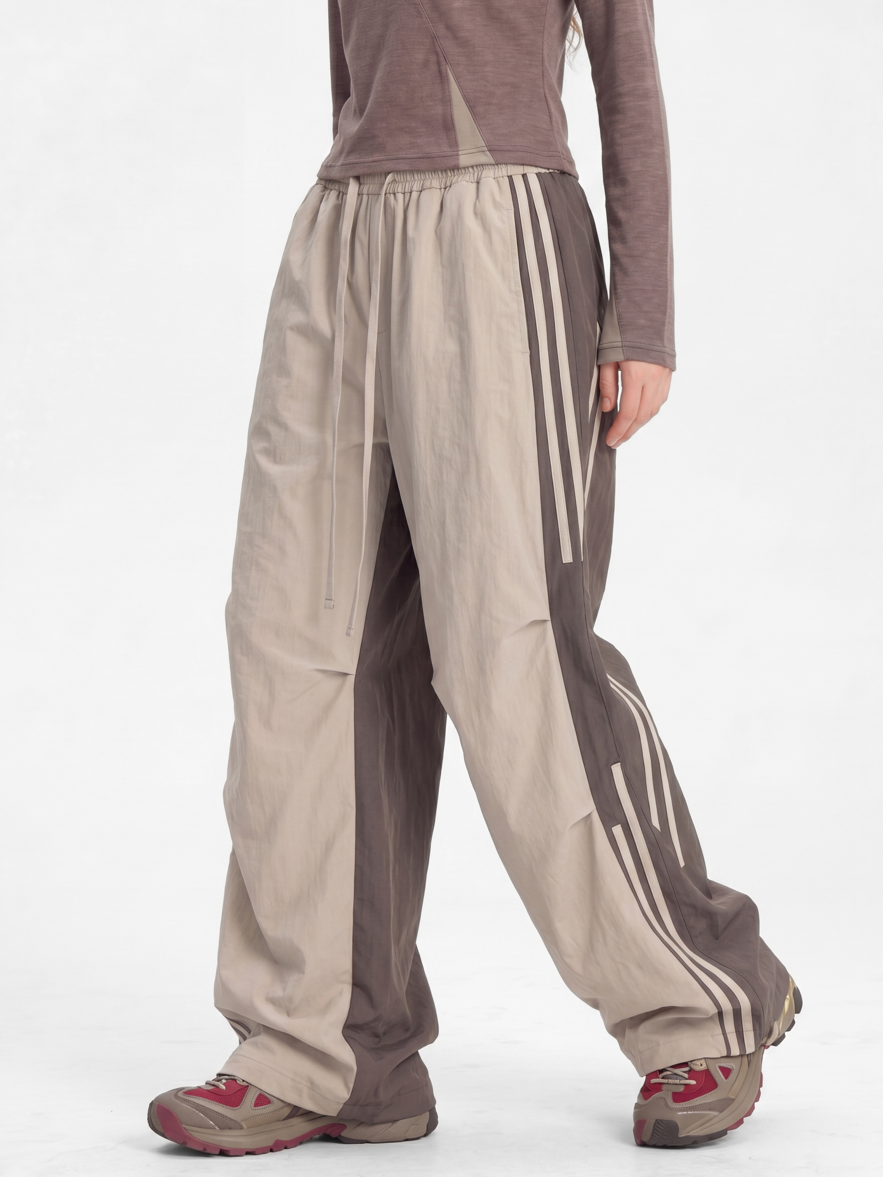 DriftFold - Unisex Water-Repellent Striped Colorblock Wide-Leg Pants