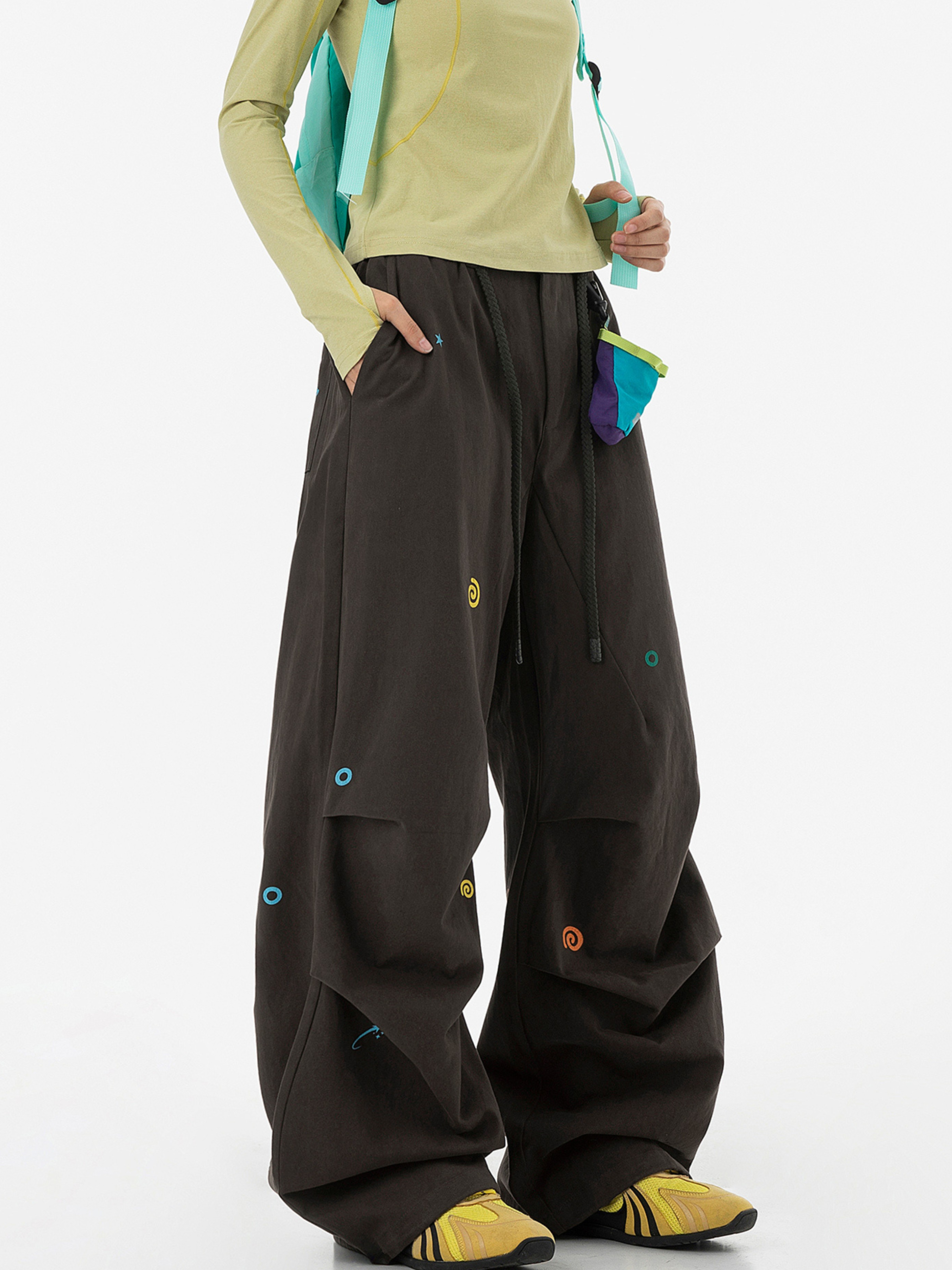 FrostTop - Women's Pure Cotton Straight-Leg Curved Pleat Paratrooper Pants