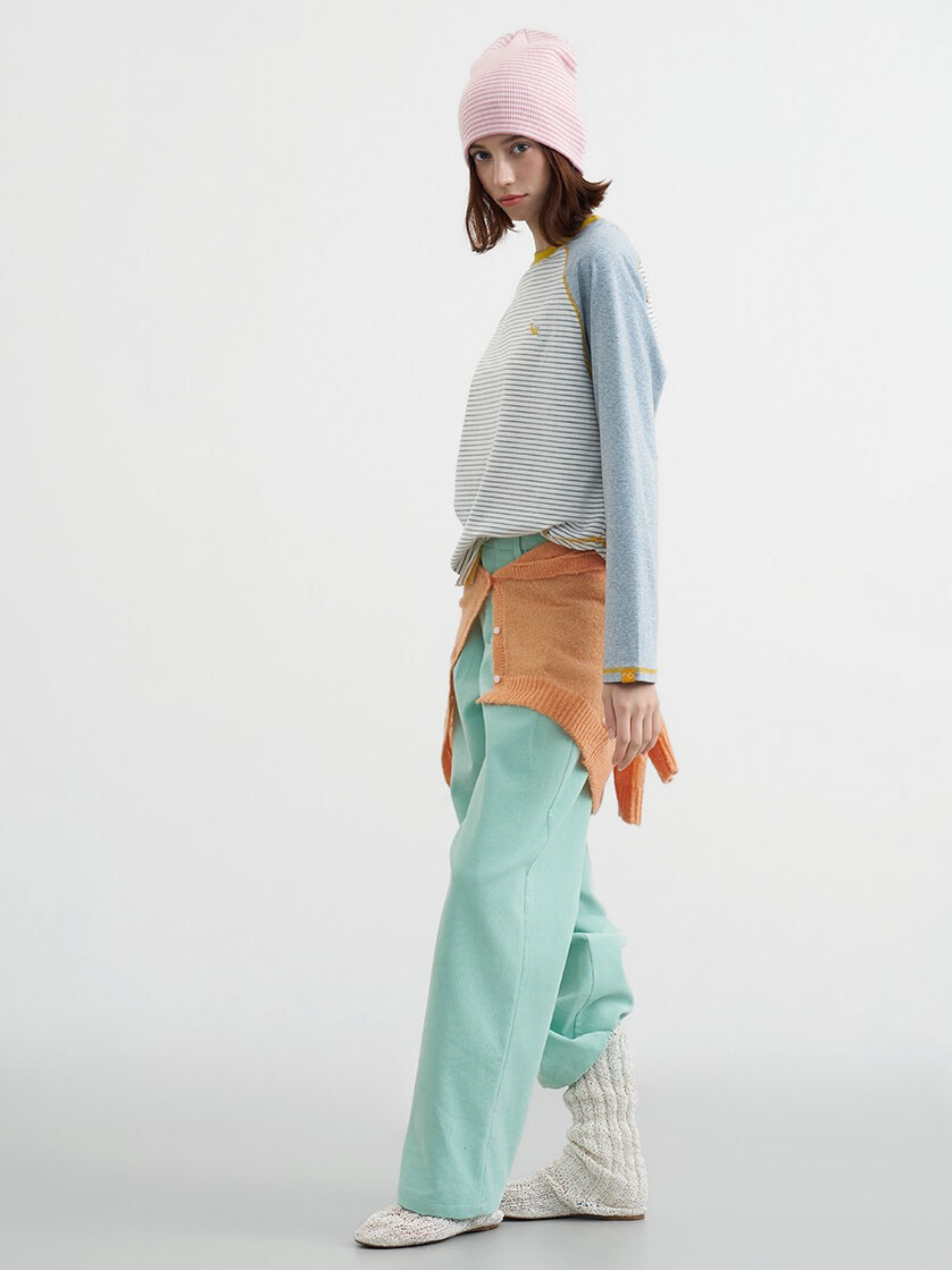 Ironholt - Women's Contrast Stripe Panel Cotton Long-Sleeve