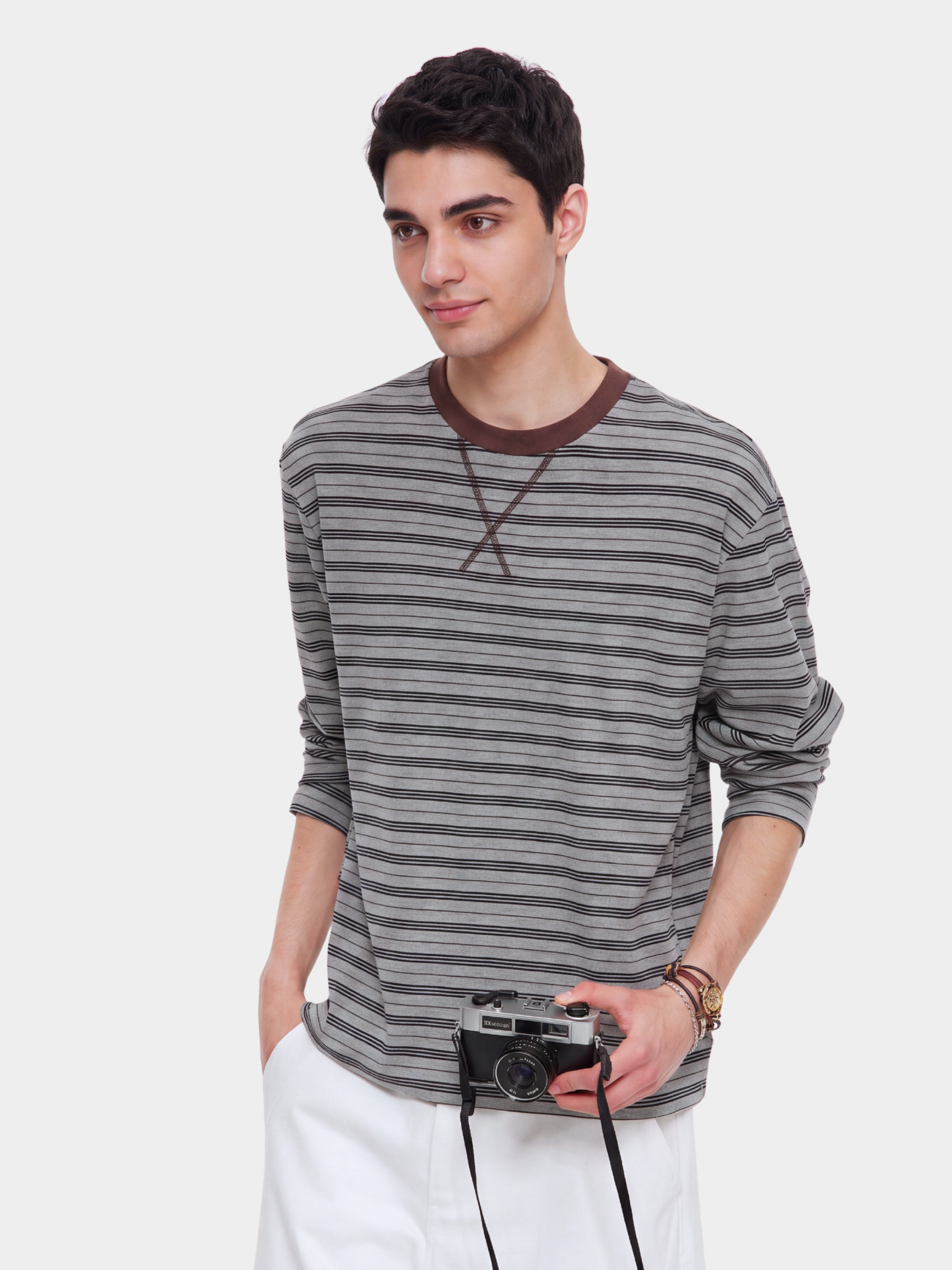 LineVeil - Unisex Contrast Stripe Layering Long Sleeve Top