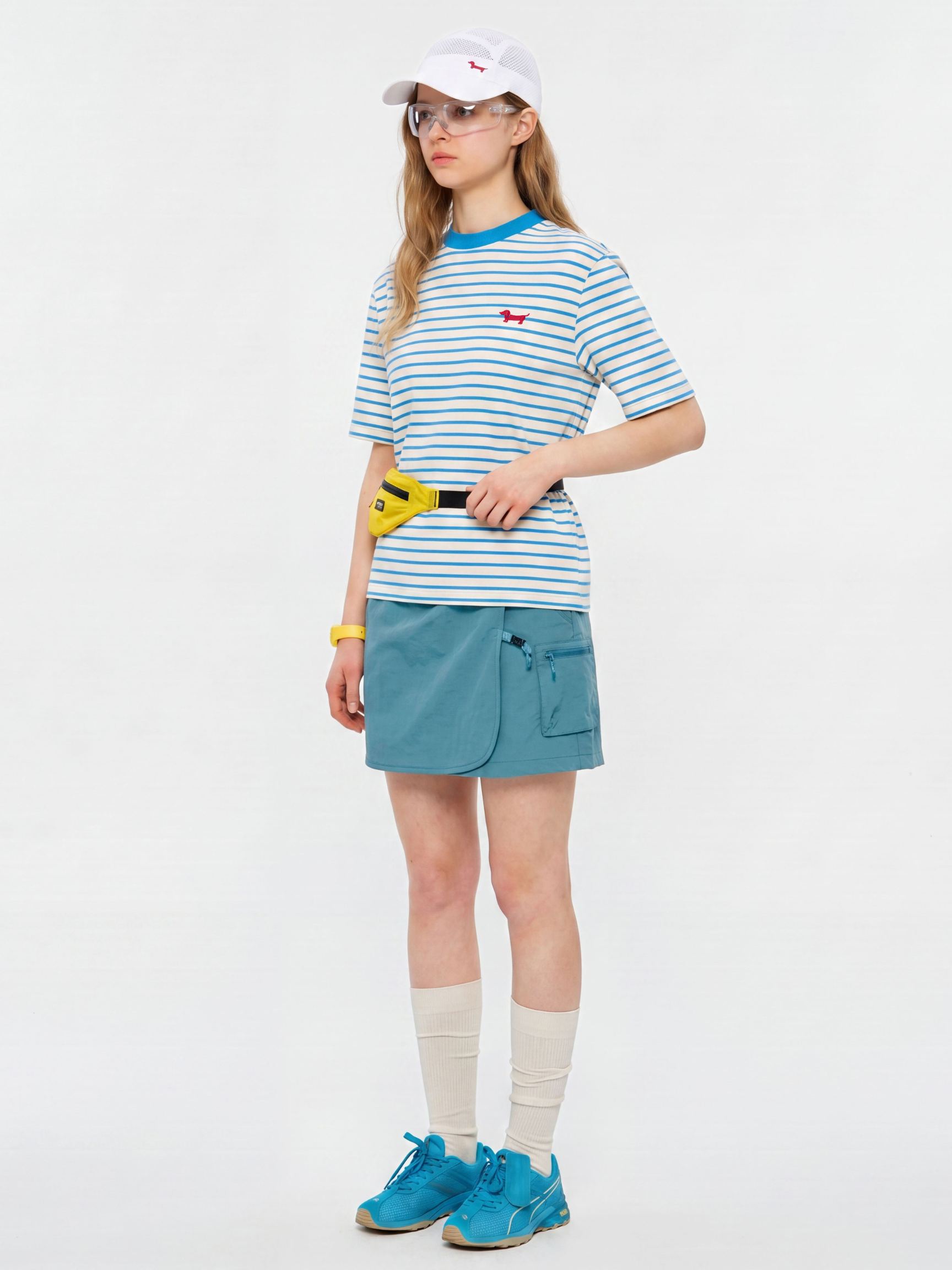 StillCloak - Unisex Striped Embroidered Cotton Relaxed T-Shirt