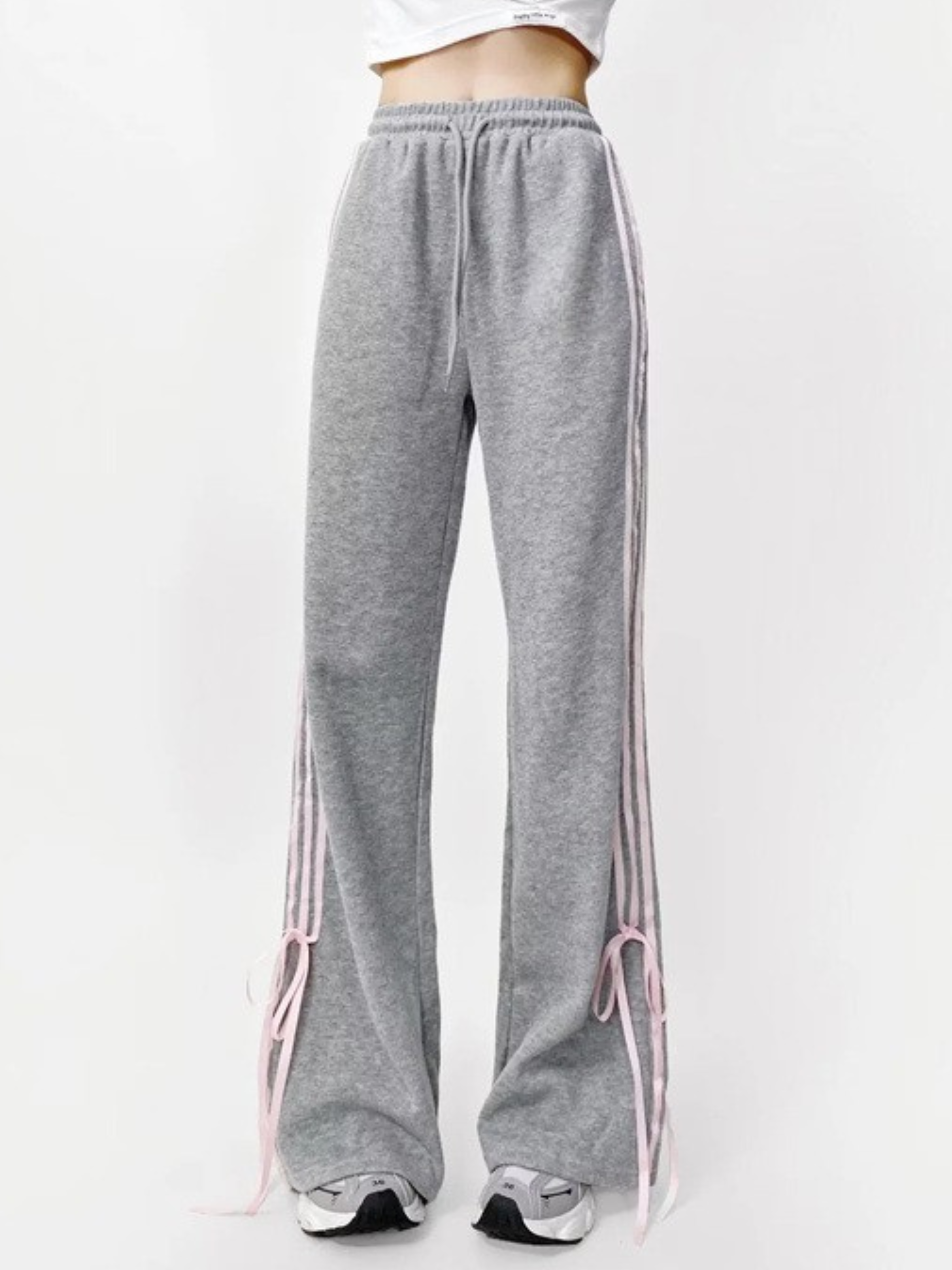 WolfTrail - Women's Side-Stripe Bow Detail Flared Pants
