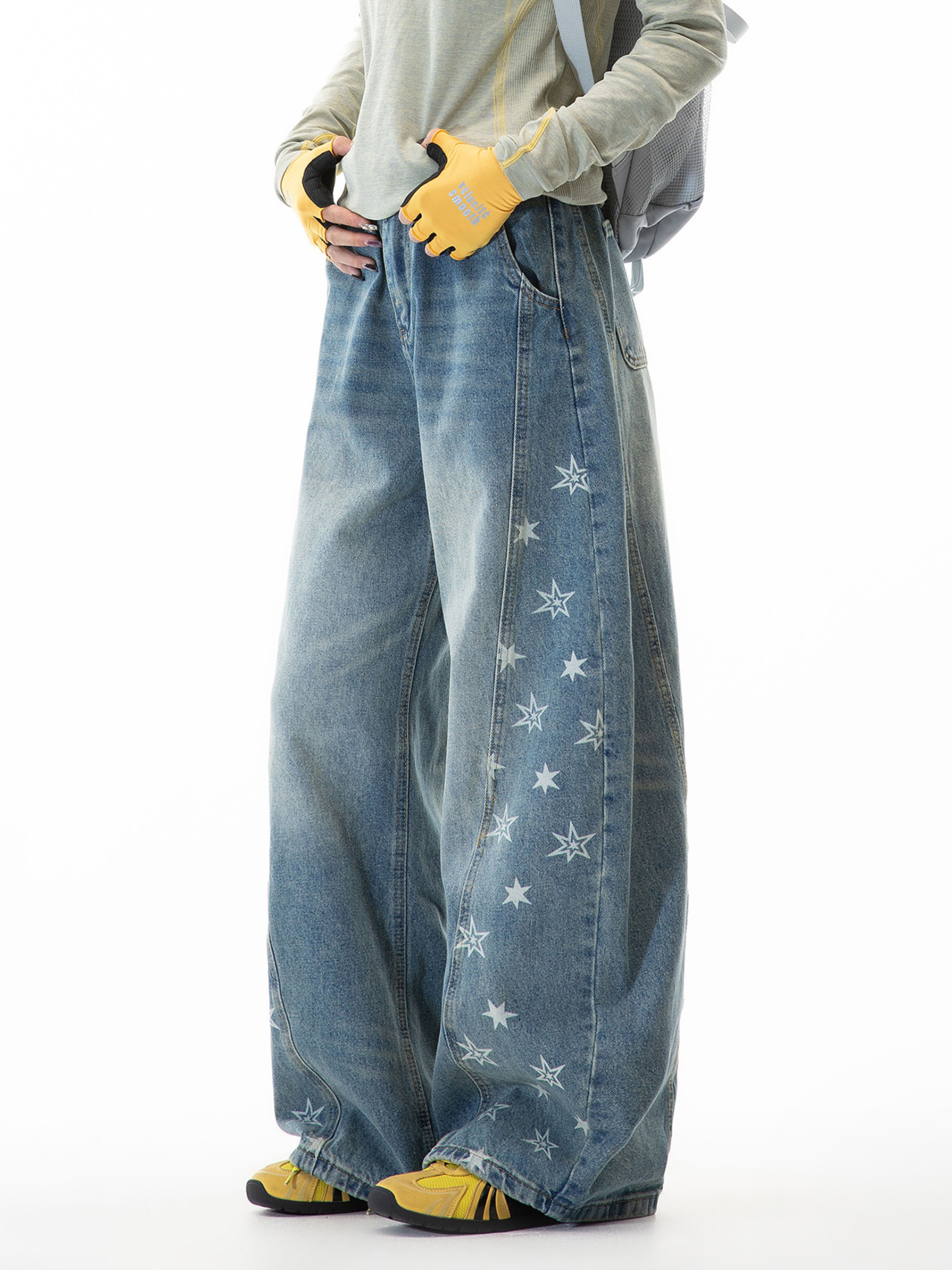 Gravitas - Women's Star-Print Washed Scimitar Denim Pants