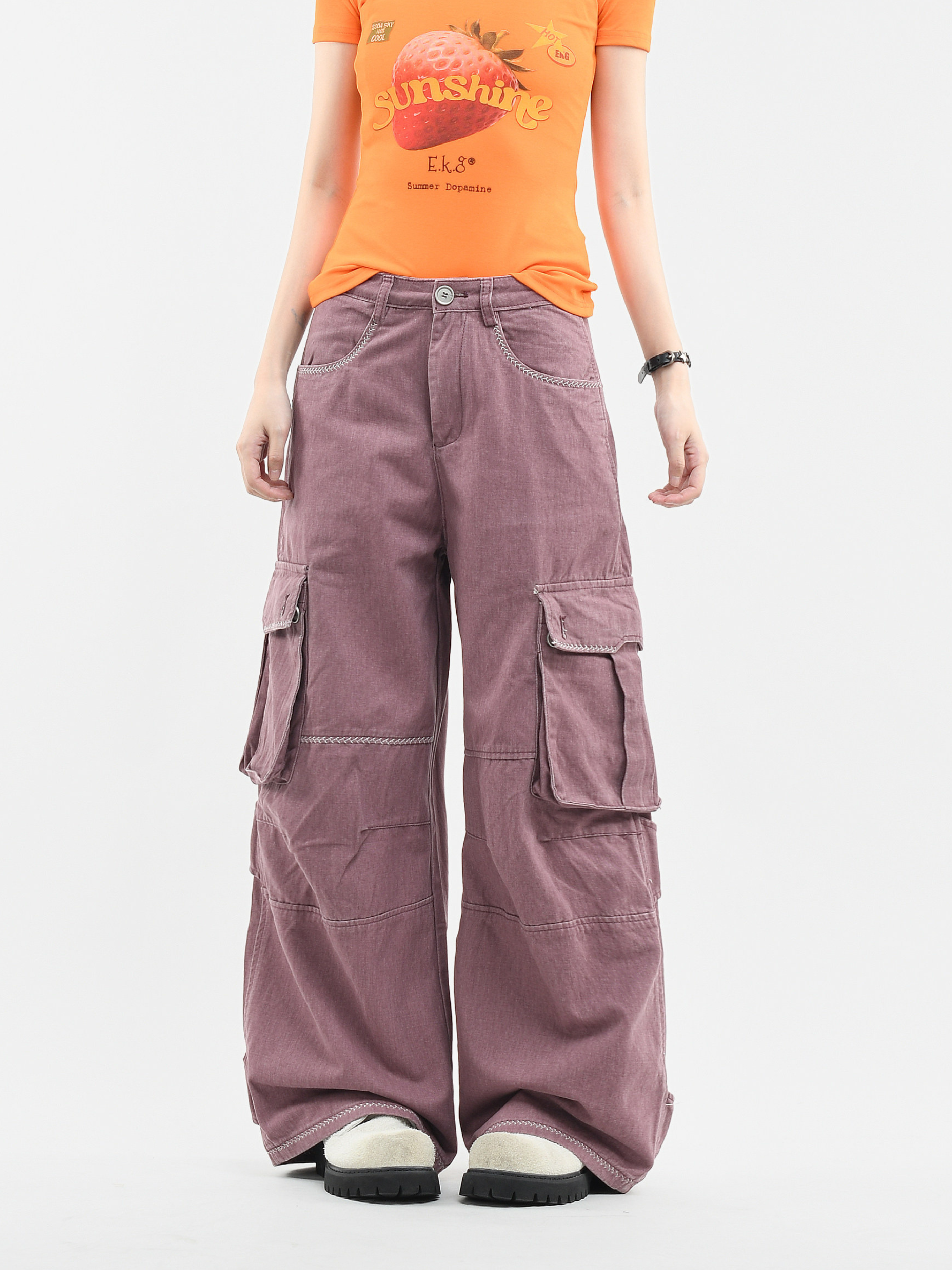 ThornView - Women's Multi-Pocket Washed Cargo Pants