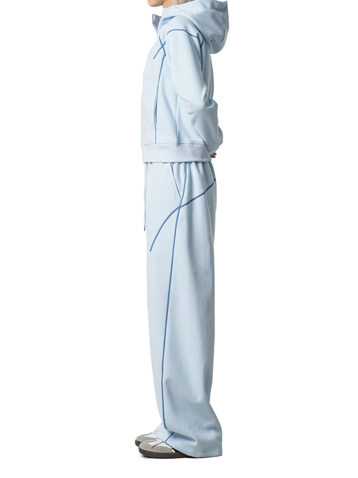 HawkSoar - Women's Contrast-Stitch Cropped Jacket & Wide-Leg Pants Set