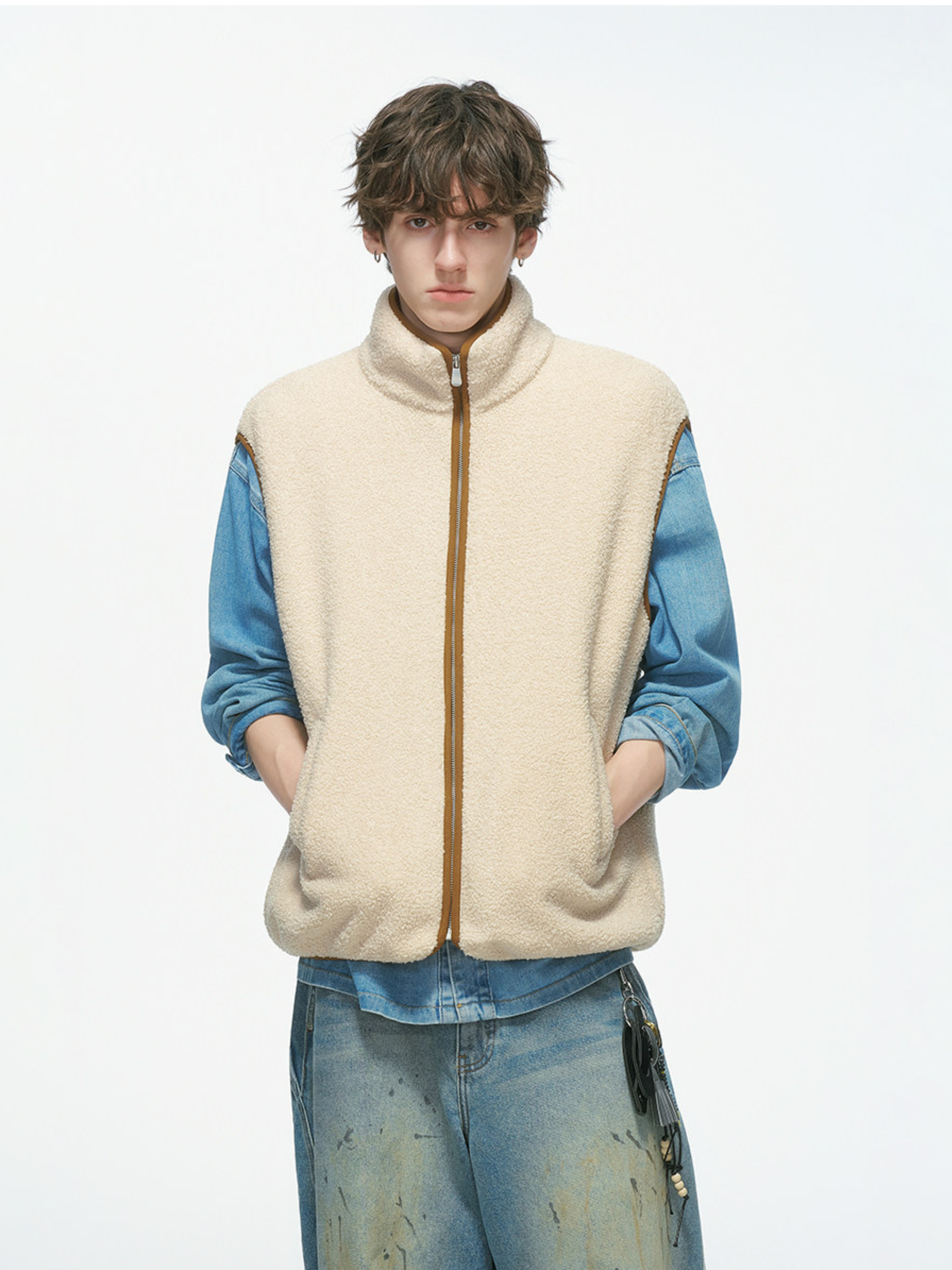 Ashveil - Men's Color-Block Shearling-Lined Vest