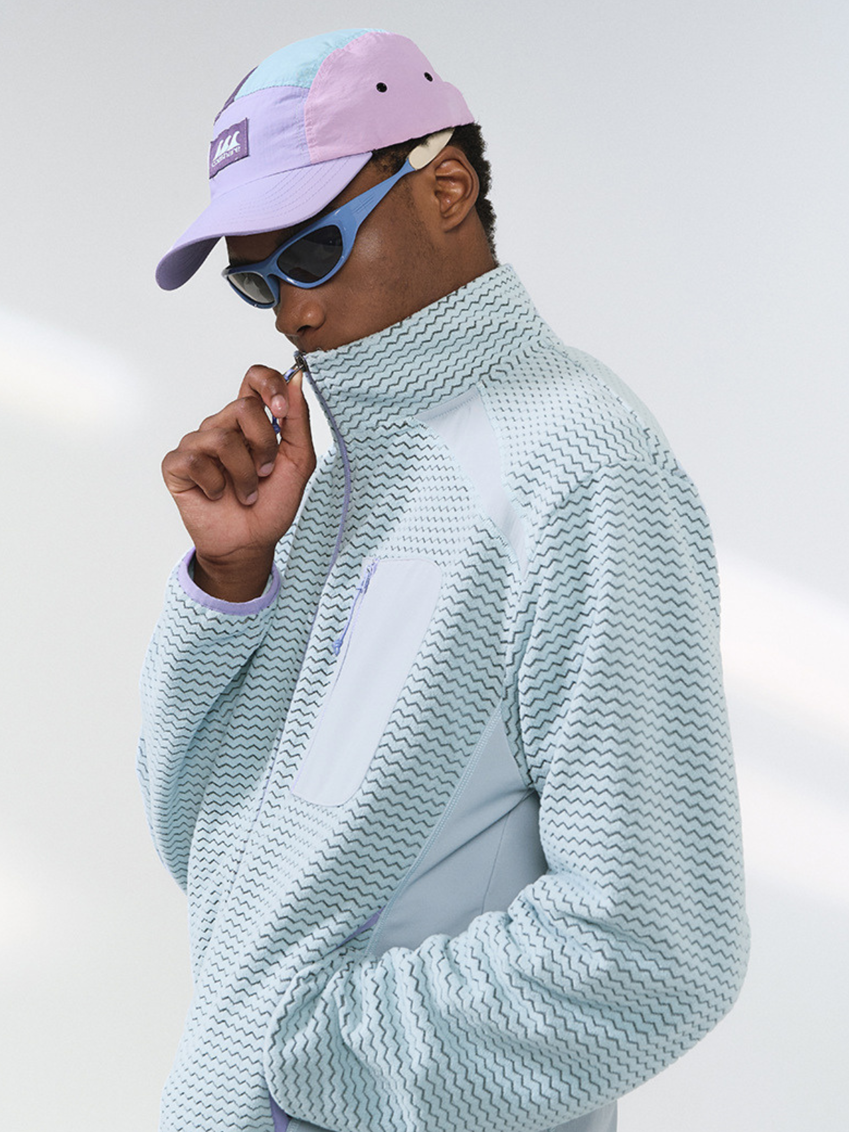 Nightthorn - Unisex Wave Pattern Fleece Zip-Up Sweatshirt