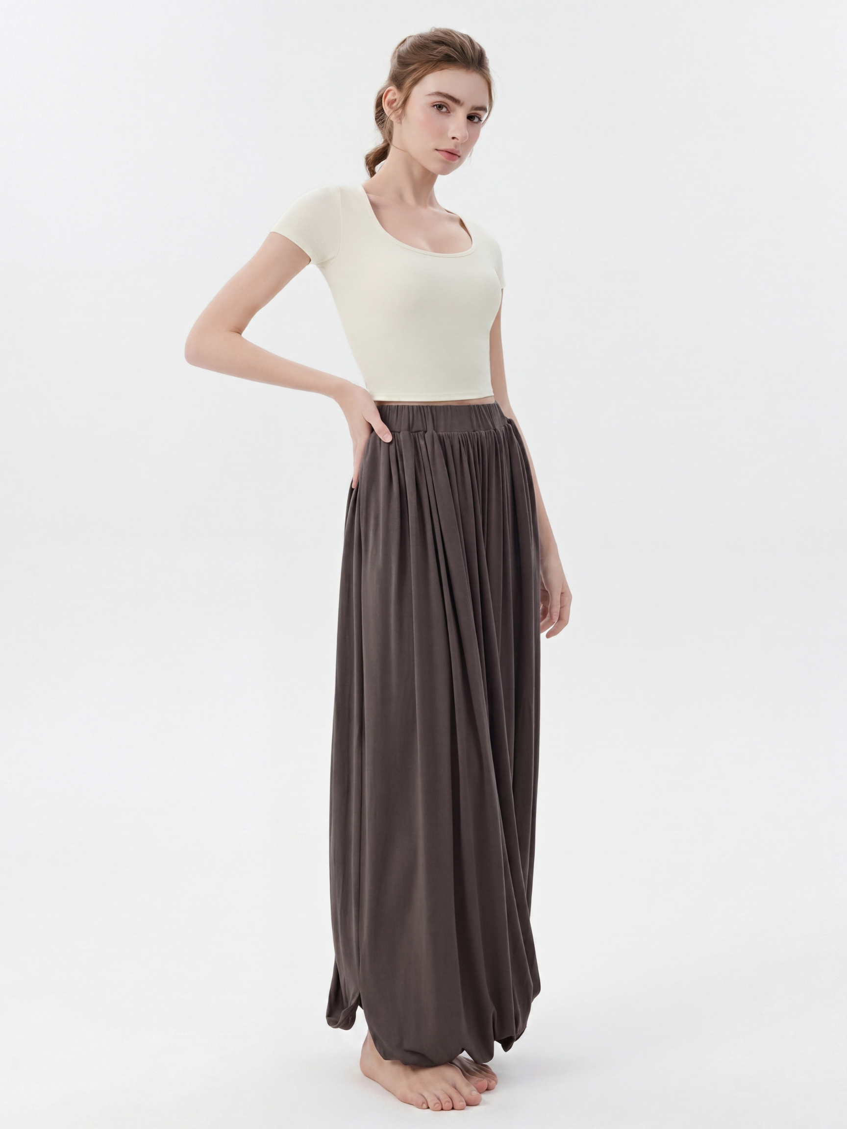FirstLight - Women's Twist-Knot Slimming Midi Skirt