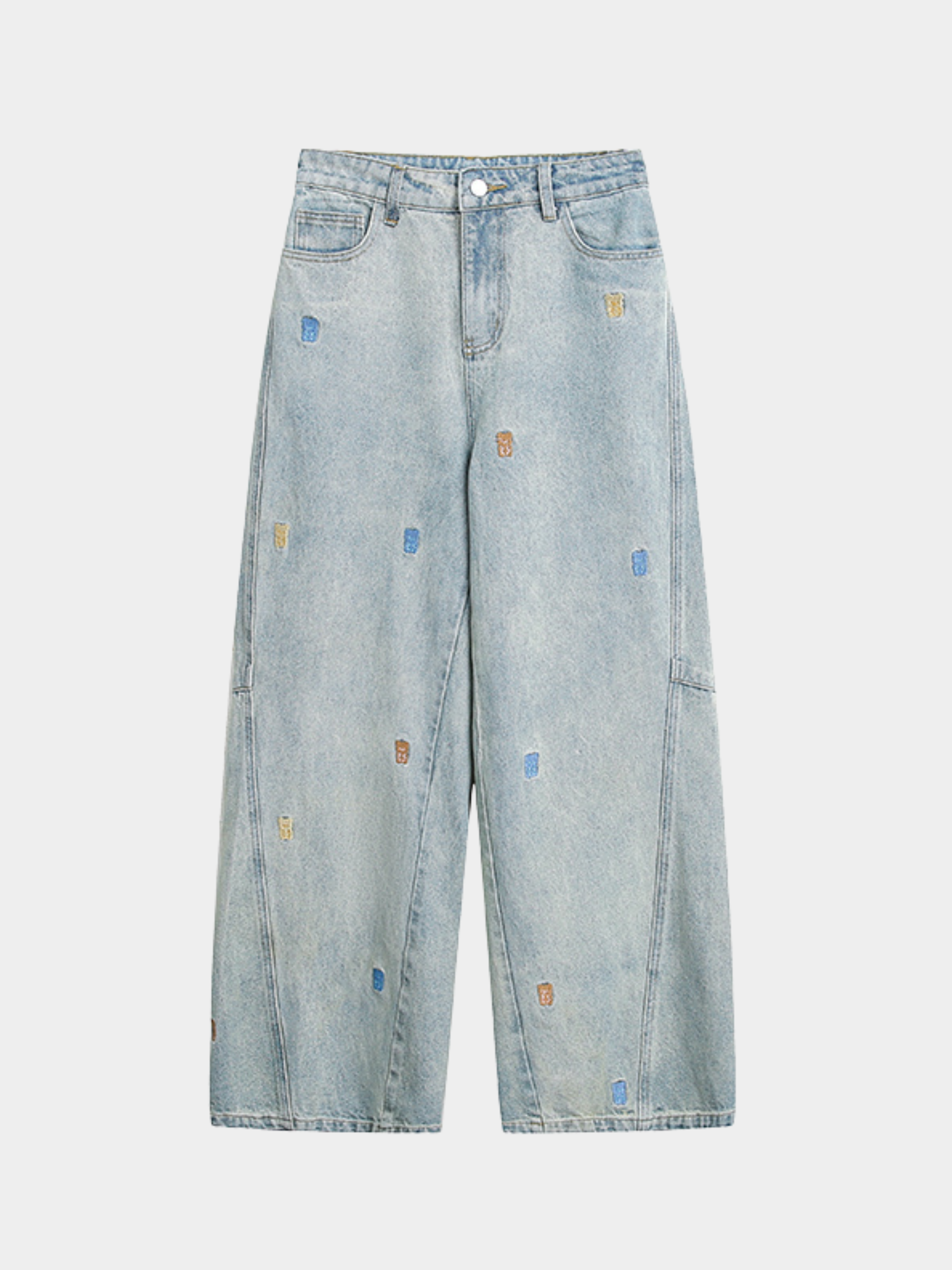 FrostLife - Women's Cartoon Bear Embroidered Denim Jeans