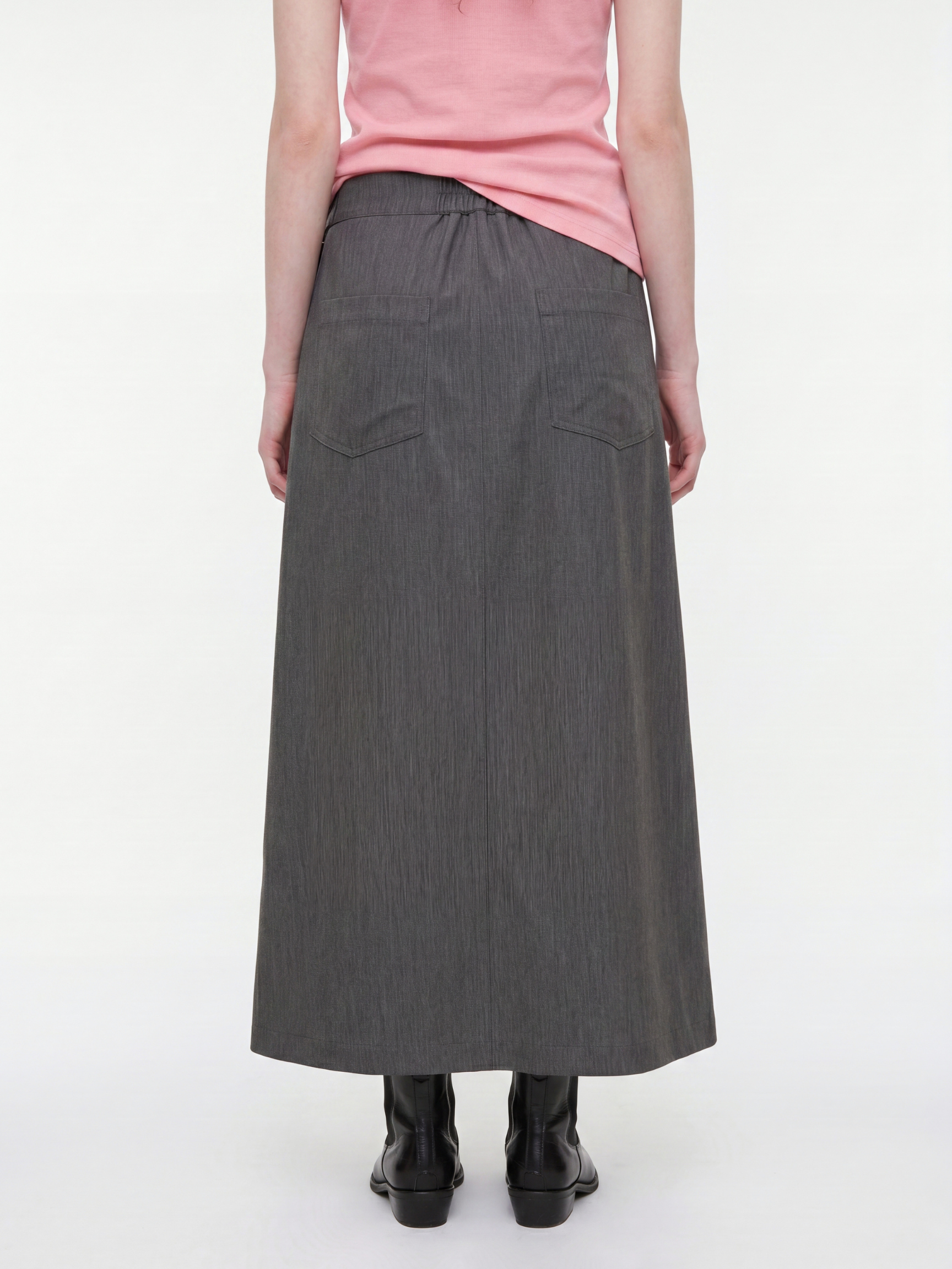QuietFlow - Women's Adjustable Tie-Waist Linen-Look A-Line Maxi Skirt