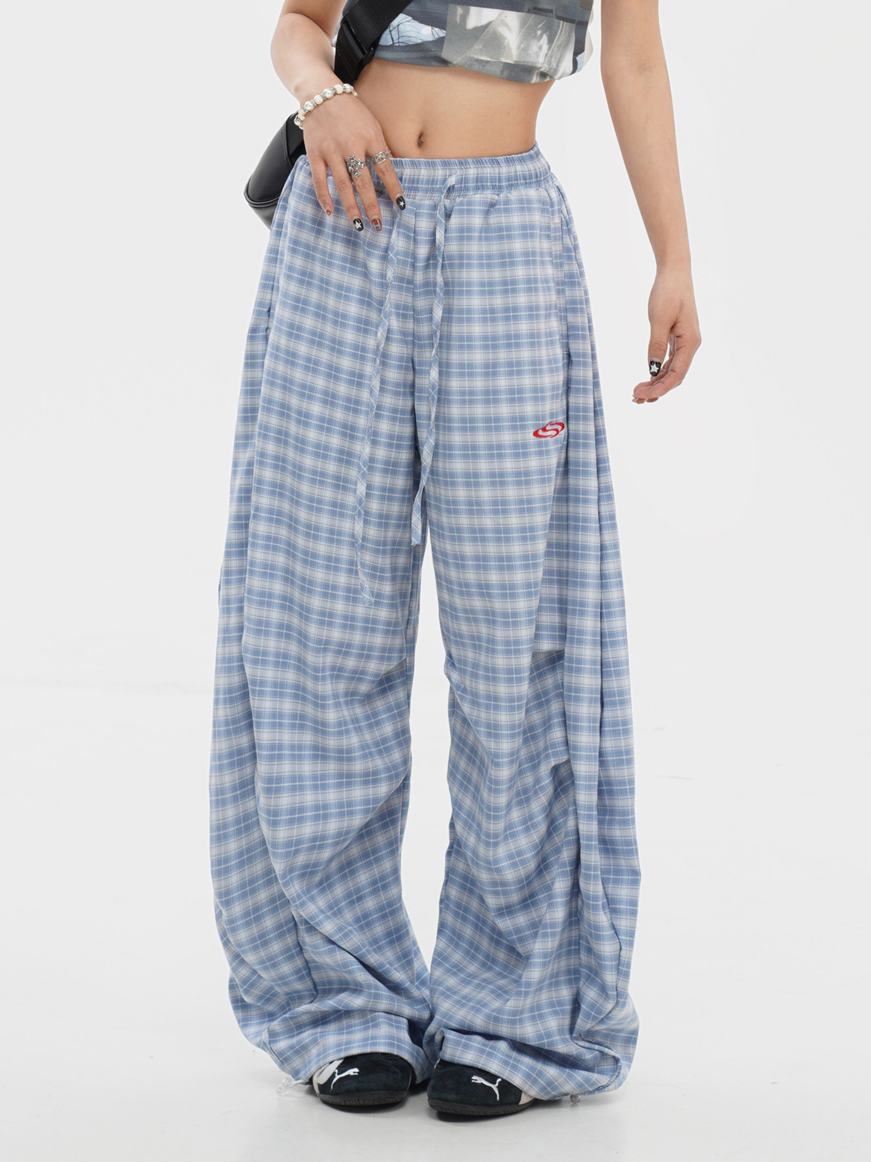 FlexMove - Women's Plaid Straight-Leg Wide-Leg Pants