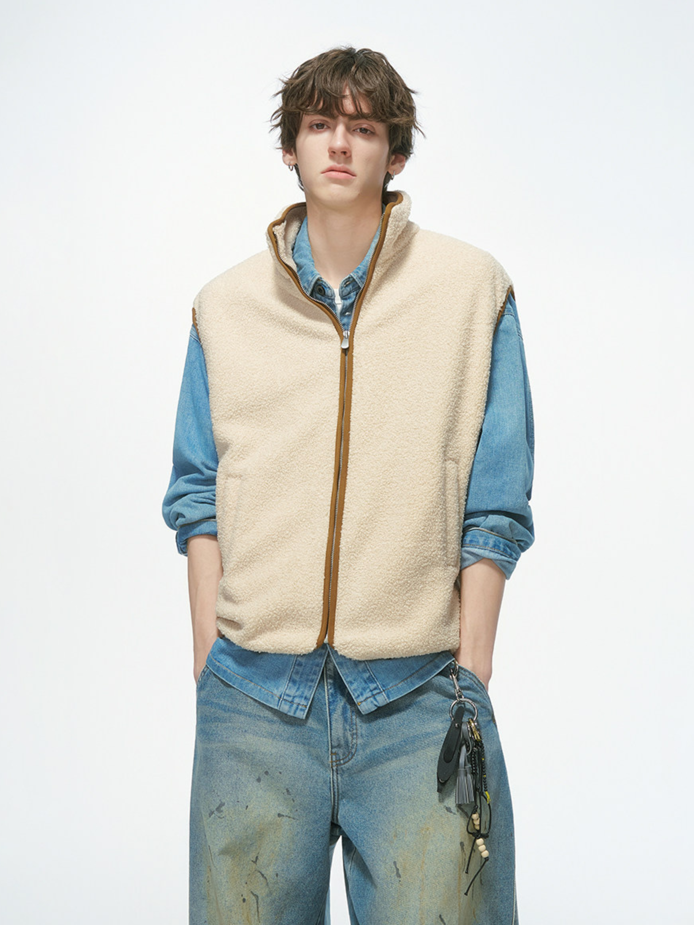 Ashveil - Men's Color-Block Shearling-Lined Vest